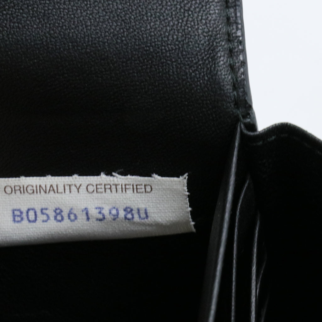 Black Intrecciato Leather Flap Continental Wallet