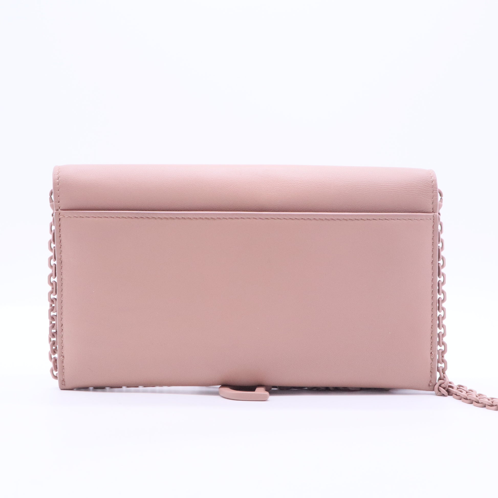 Saddle Leather Chain Wallet in Pink