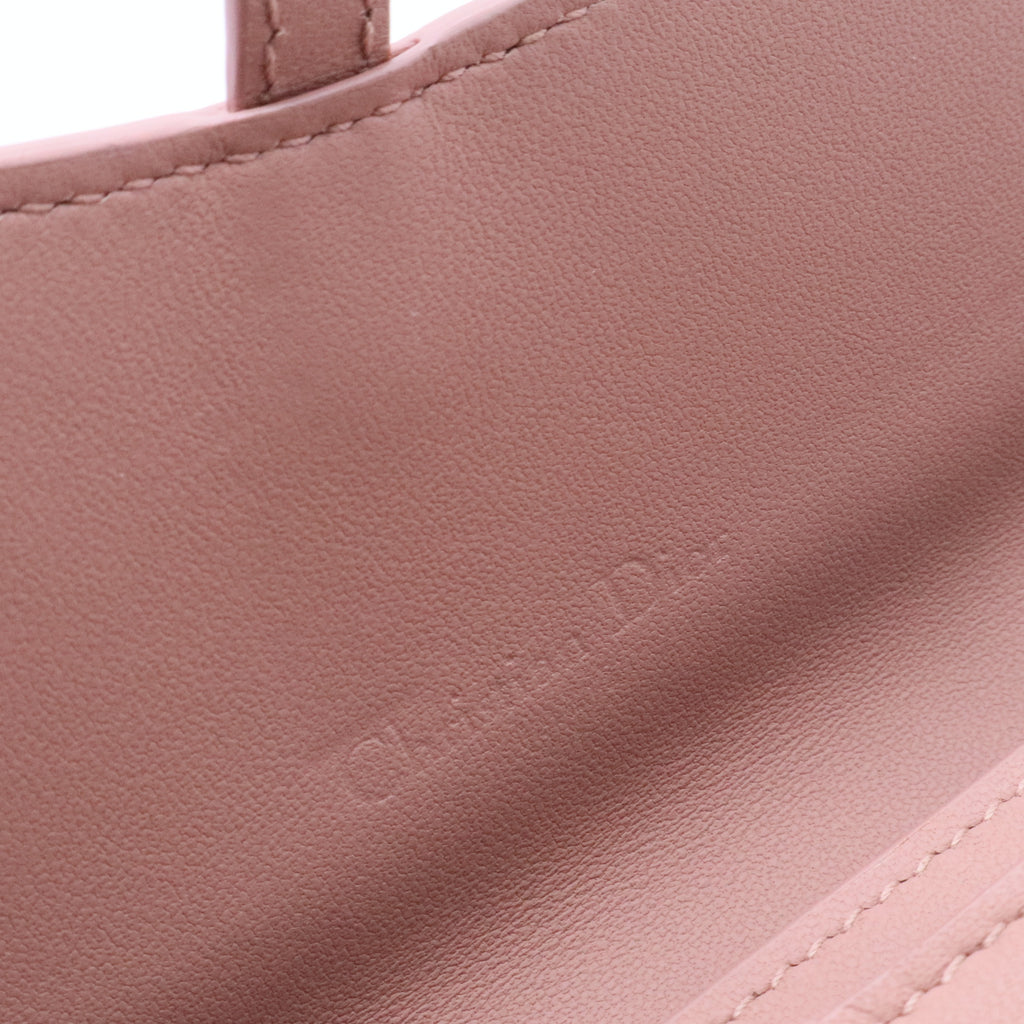 Saddle Leather Chain Wallet in Pink