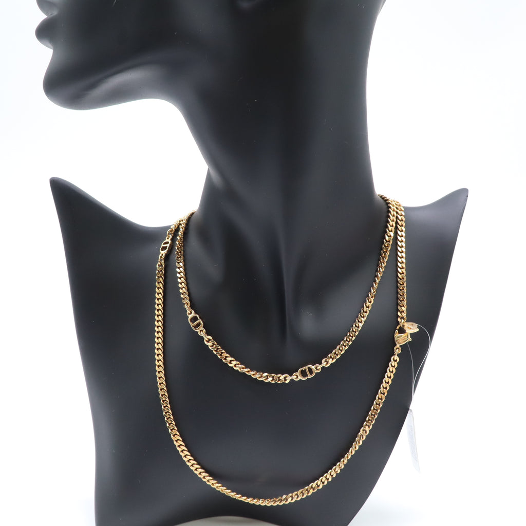 Vintage Christian Dior Gold-plated Chain Necklace Twins LDJ4427
