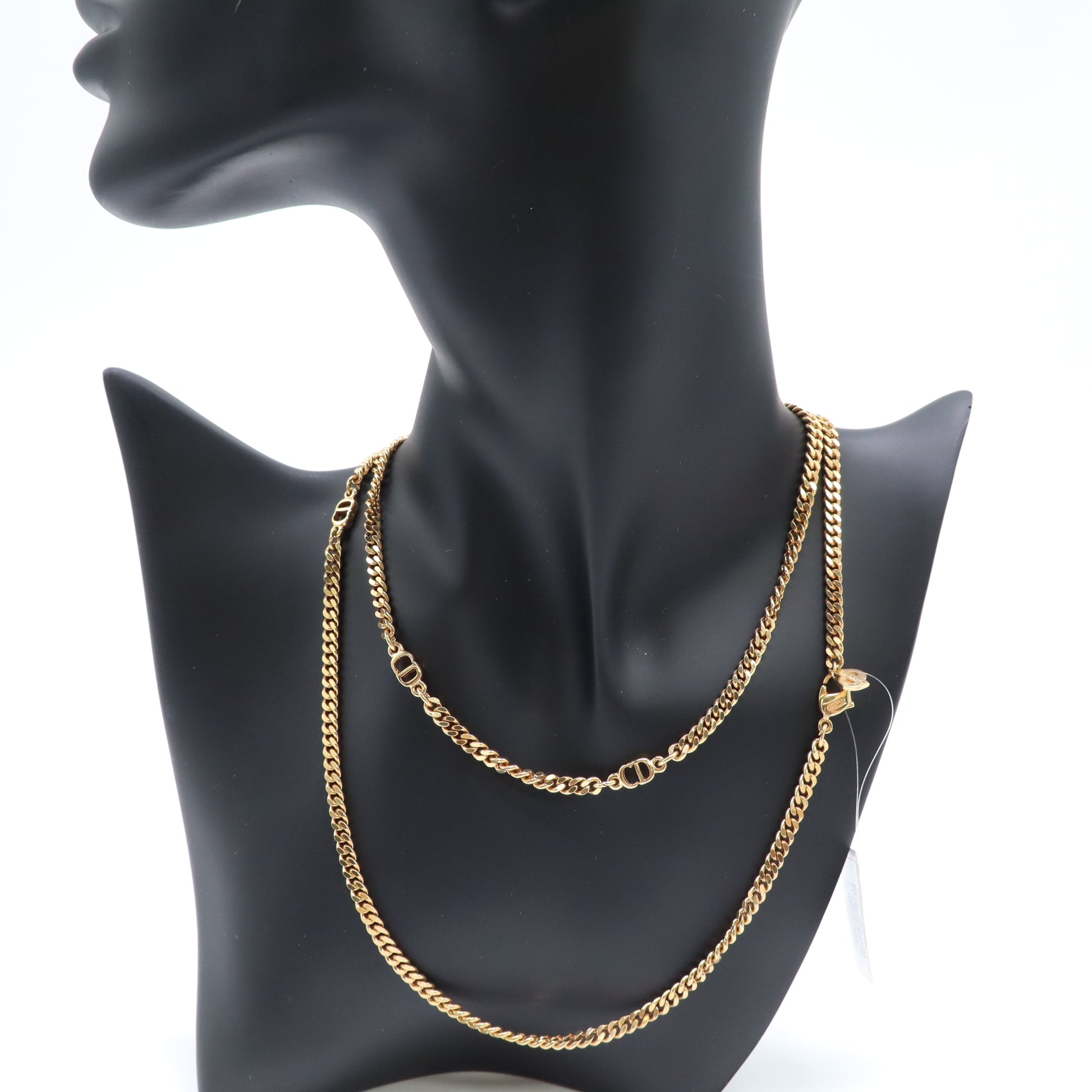 Vintage Christian Dior Gold-plated Chain Necklace Twins LDJ4427
