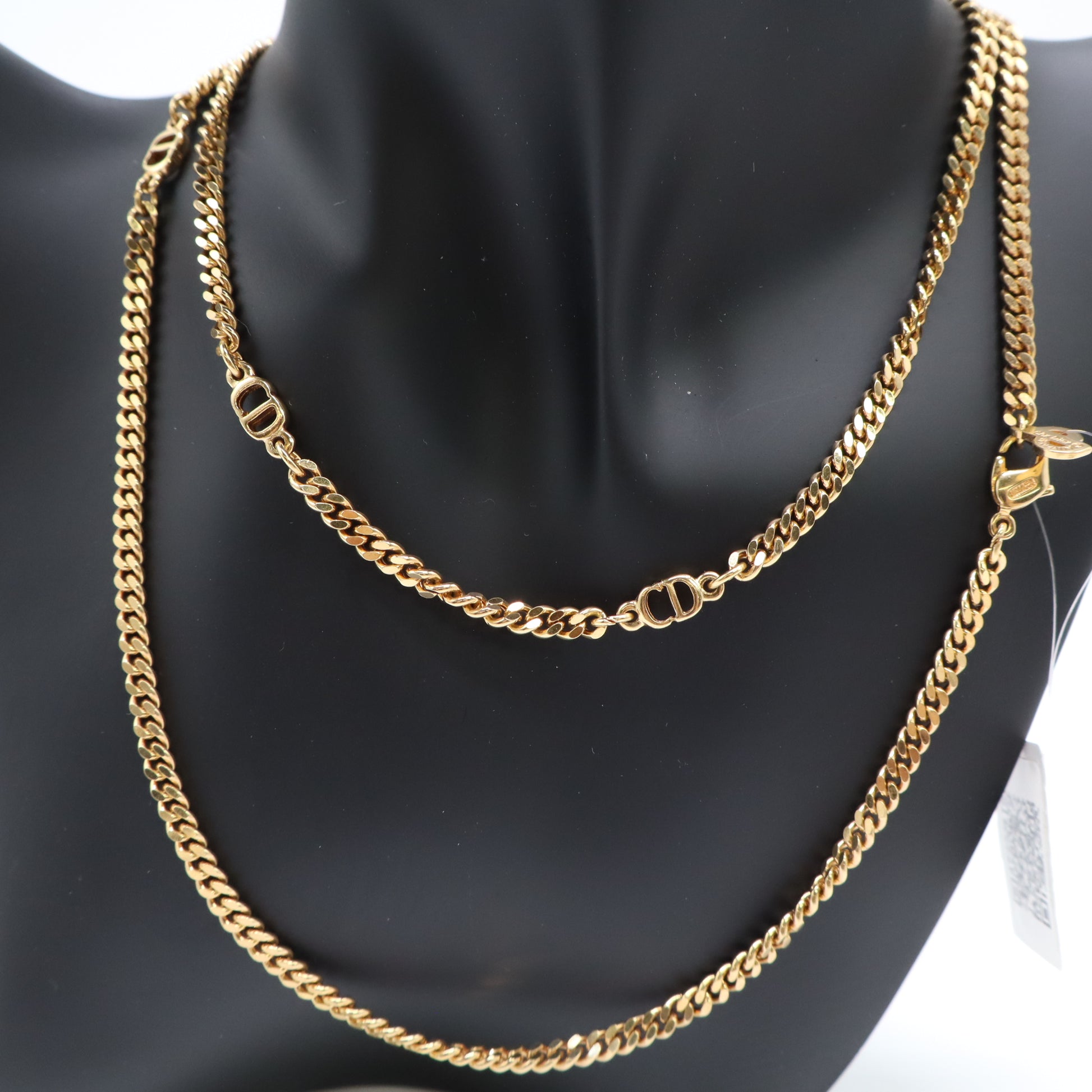 Vintage Christian Dior Gold-plated Chain Necklace Twins LDJ4427