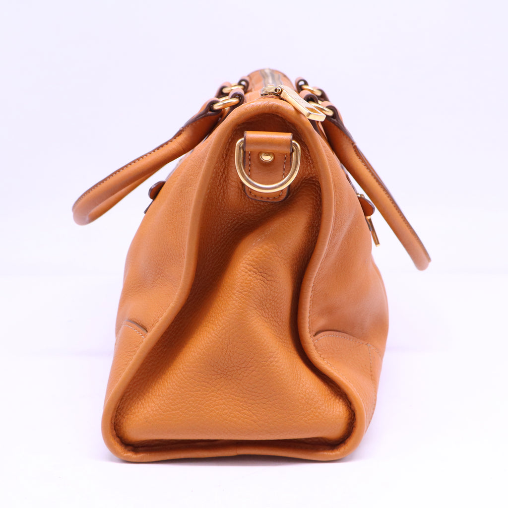 Front Zip Convertible Satchel Vitello Phenix Medium B21168