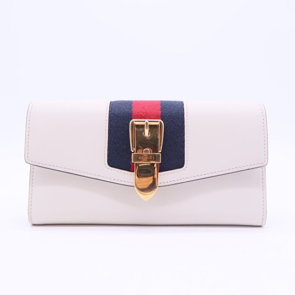 Sylvie Continental Long Bifold Wallet Purse Leather White