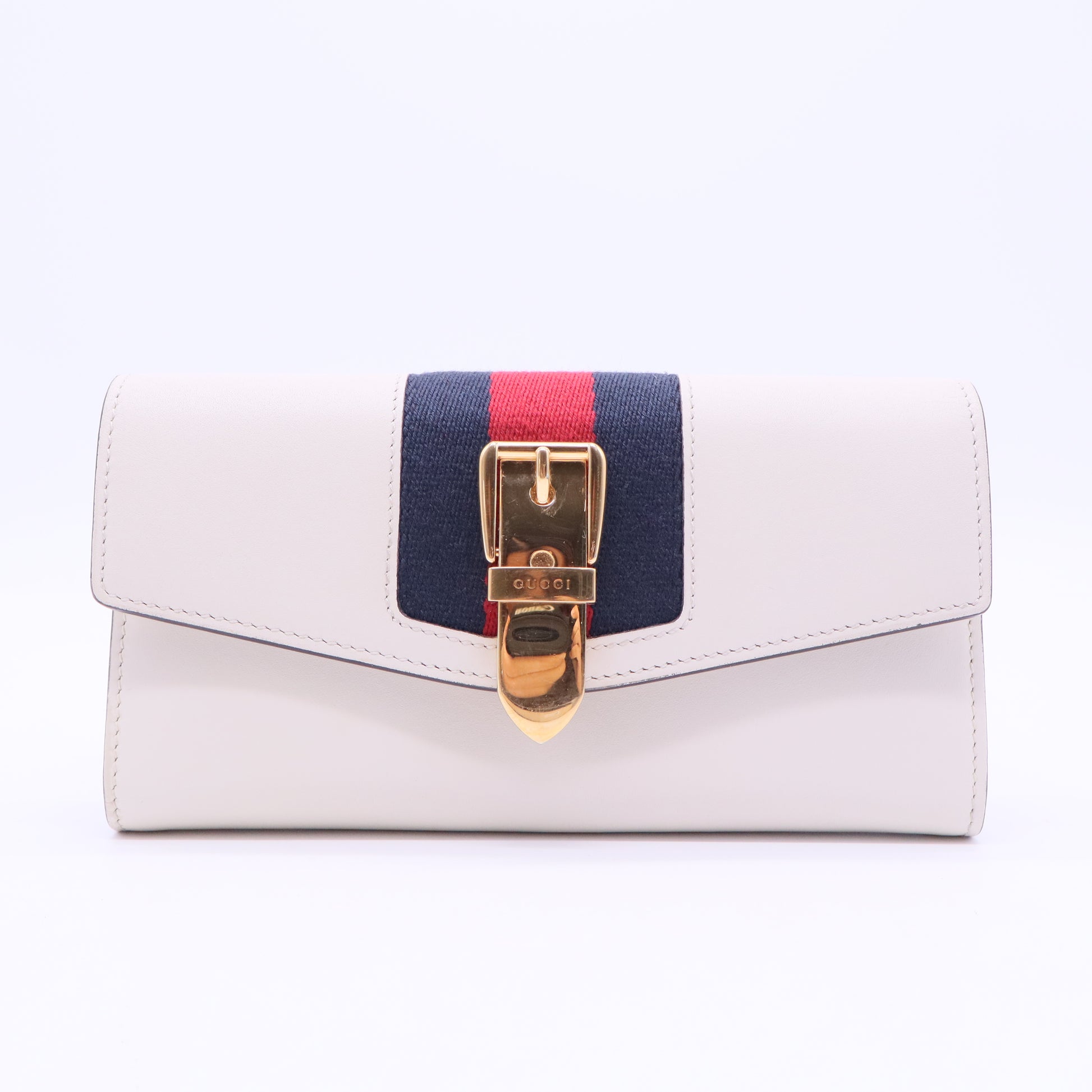 Sylvie Continental Long Bifold Wallet Purse Leather White