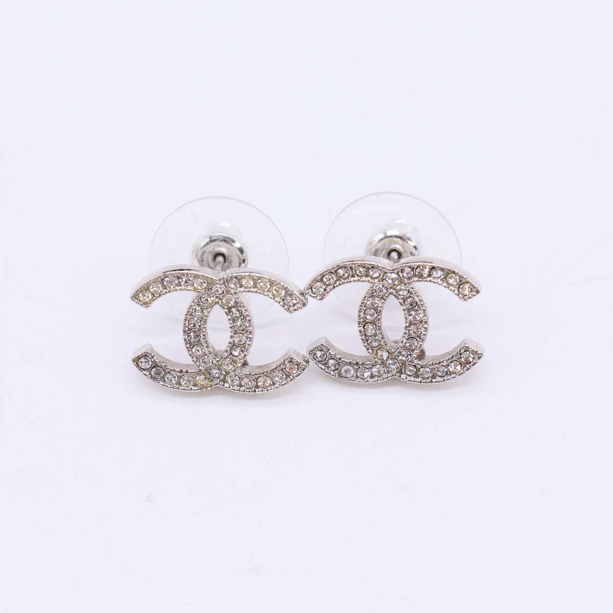 Chanel silver-tone Chanel CC logo stud earrings W23090
