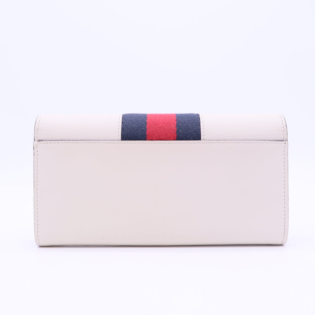 Sylvie Continental Long Bifold Wallet Purse Leather White