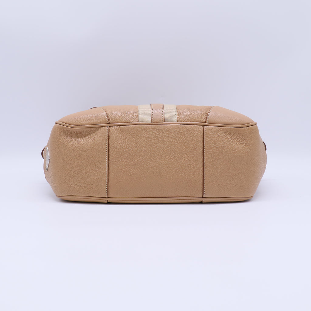 Lizard-Trimmed Vitello Daino Skipper Bag B22353