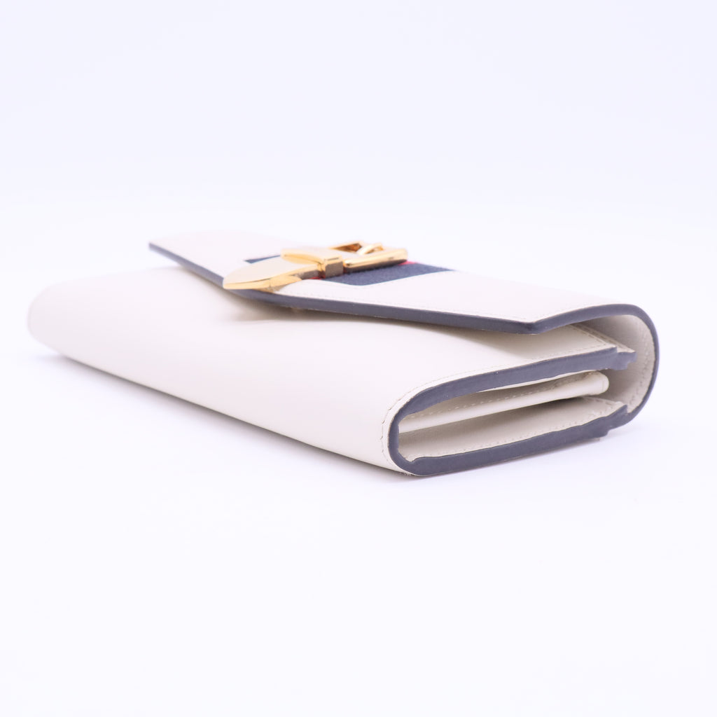 Sylvie Continental Long Bifold Wallet Purse Leather White