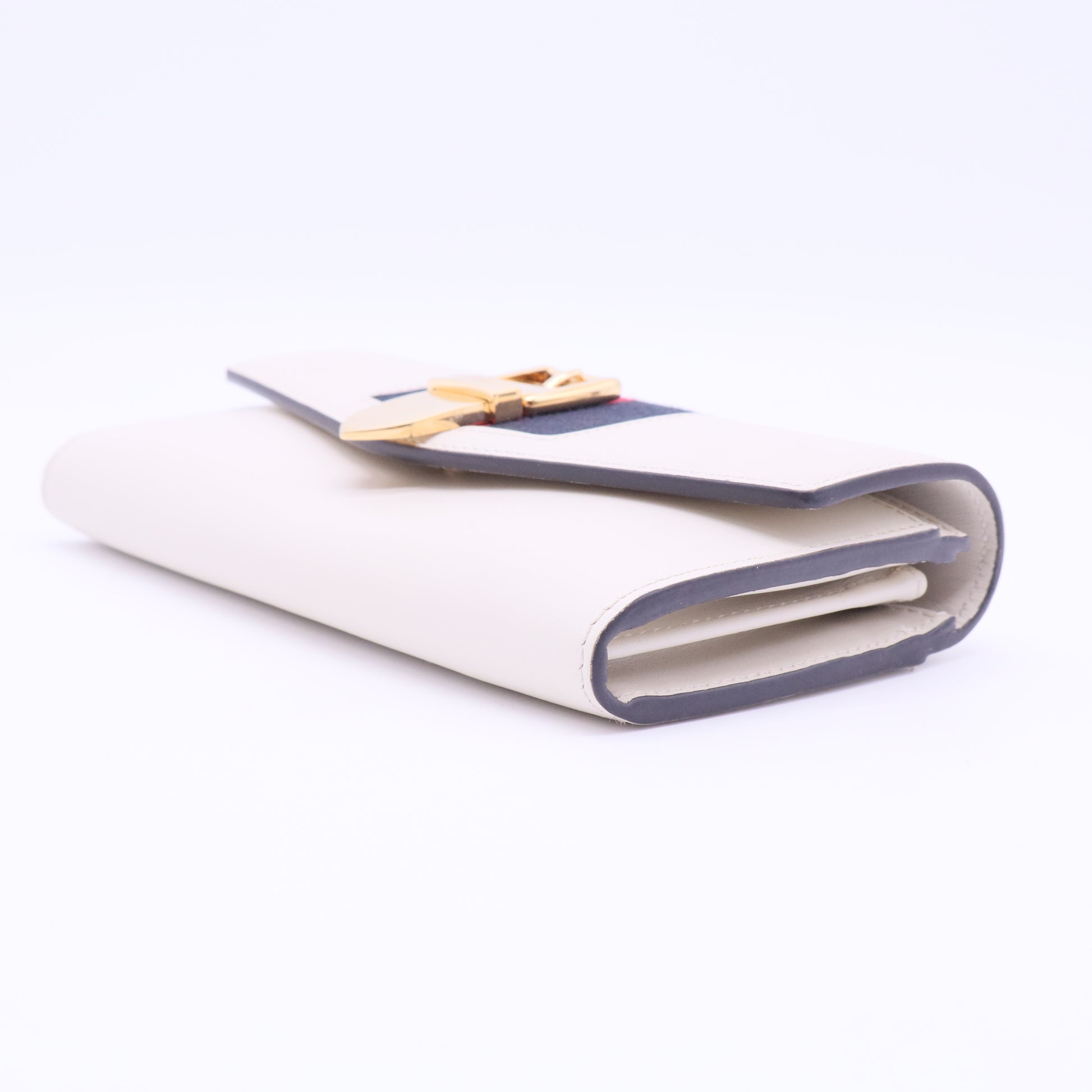 Sylvie Continental Long Bifold Wallet Purse Leather White