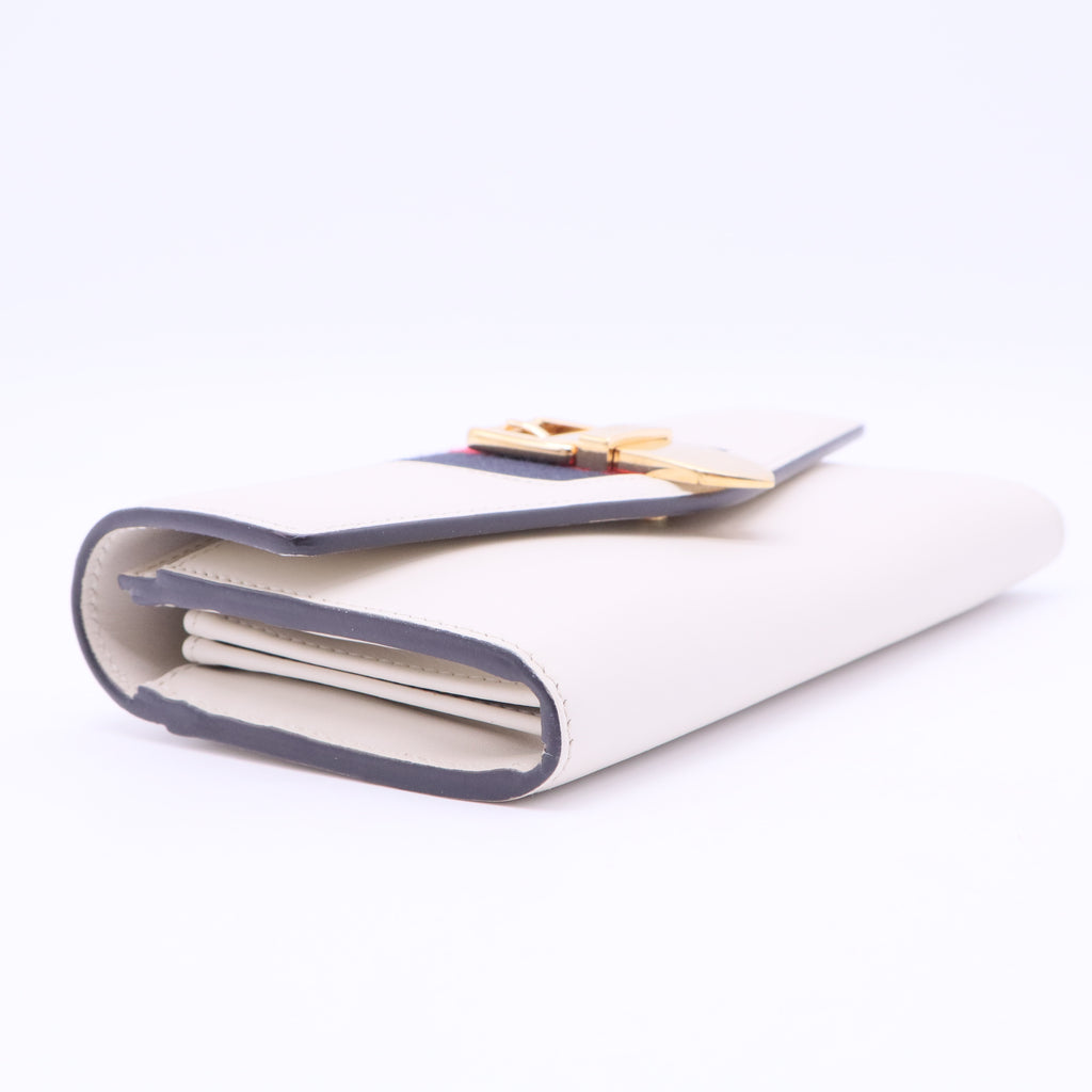 Sylvie Continental Long Bifold Wallet Purse Leather White