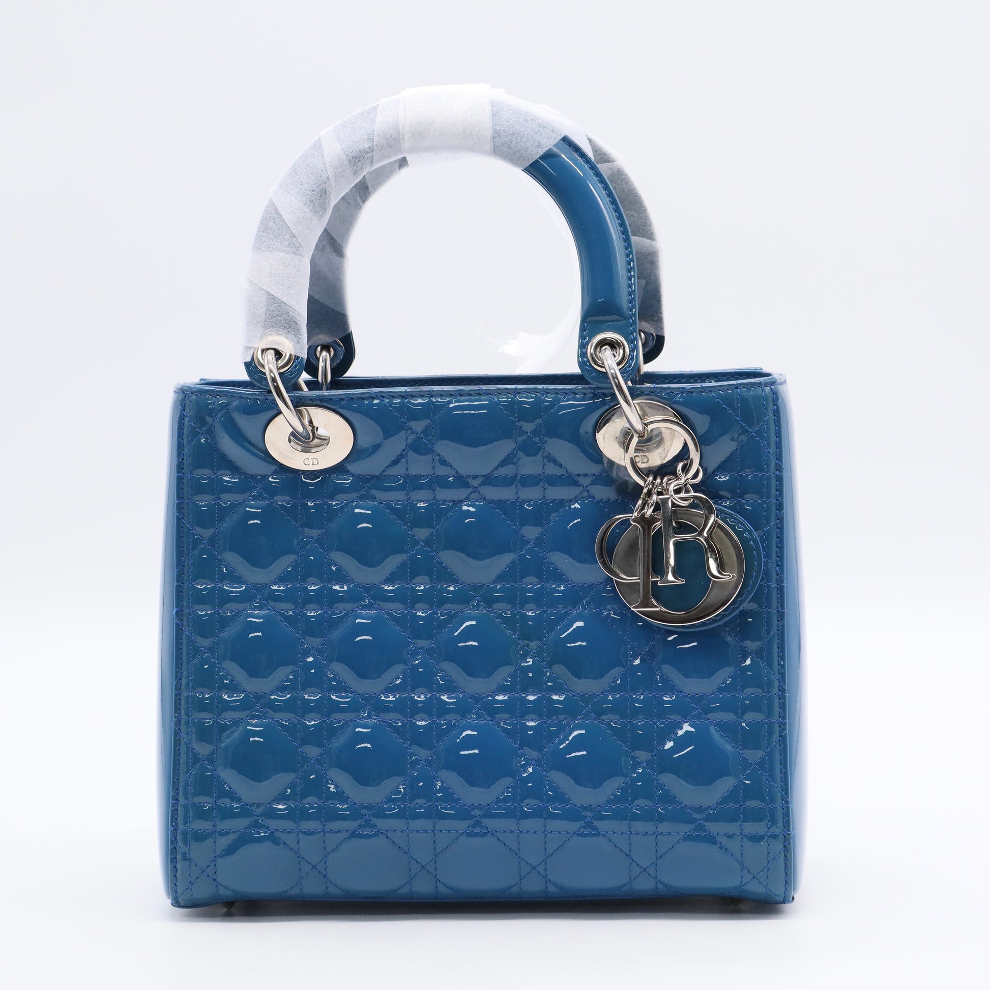 Blue Cannage Quilted Patent Leather Medium Lady Dior Bag TWINS LDJ3148