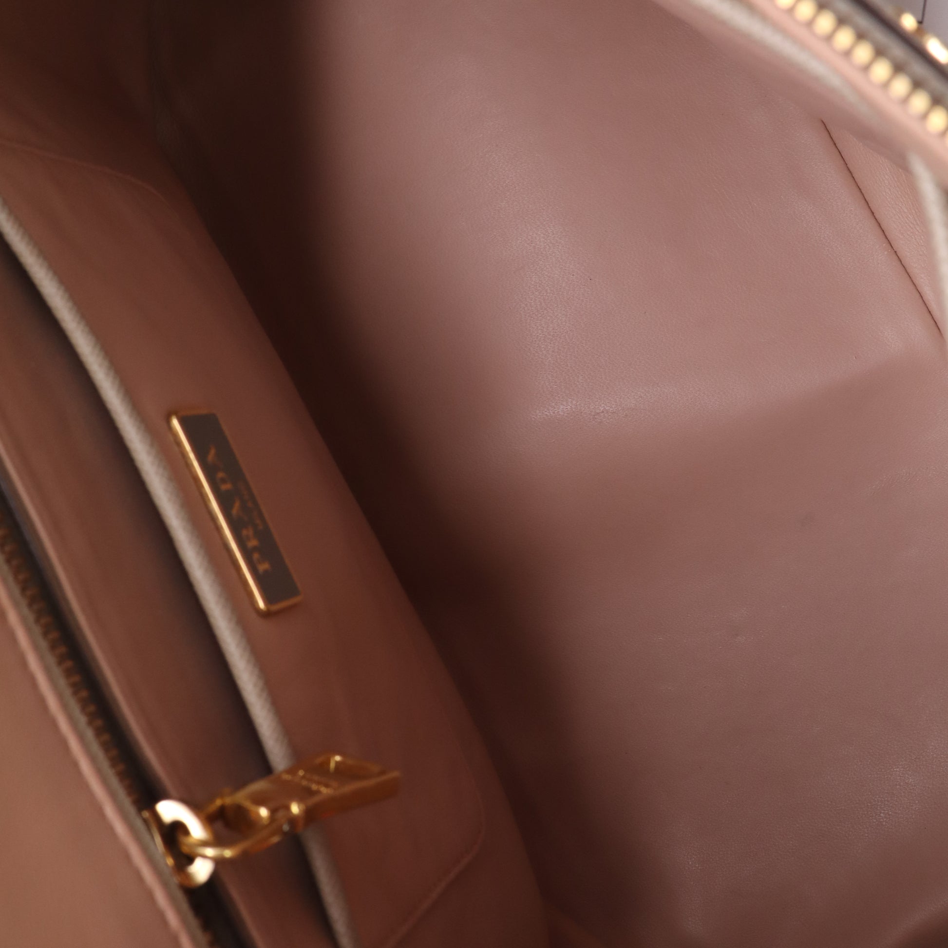 Prada Taupe Saffiano Lux Leather Medium Promenade Twins B23533