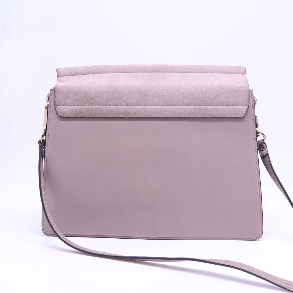 Calfskin Suede Medium Faye Shoulder Bag Motty Grey B20658