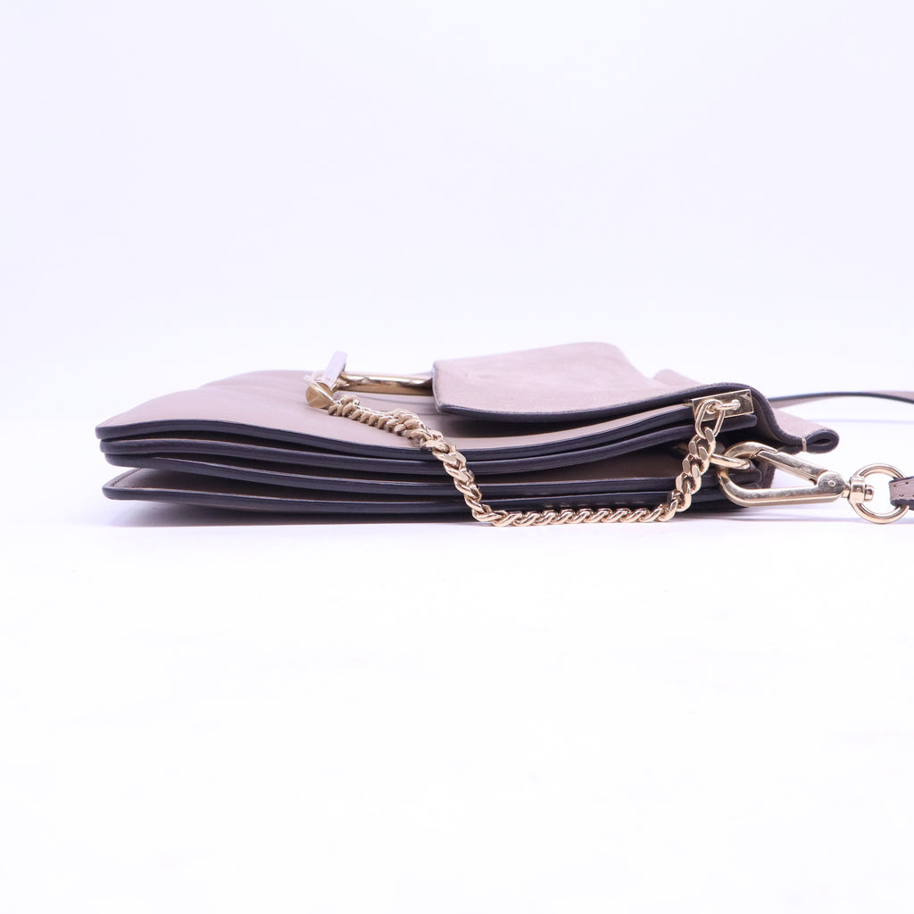 Calfskin Suede Medium Faye Shoulder Bag Motty Grey B20658