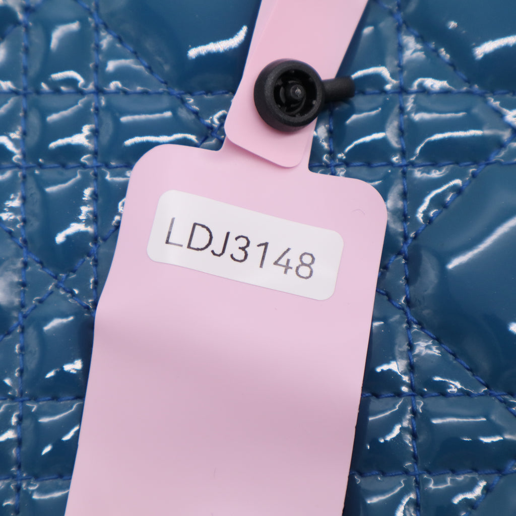 Blue Cannage Quilted Patent Leather Medium Lady Dior Bag TWINS LDJ3148