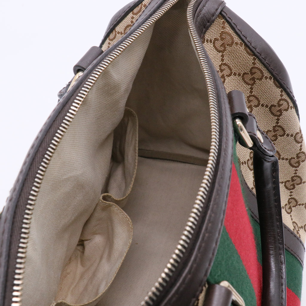 Brown/Beige GG Canvas Medium Vintage Web Boston Bag