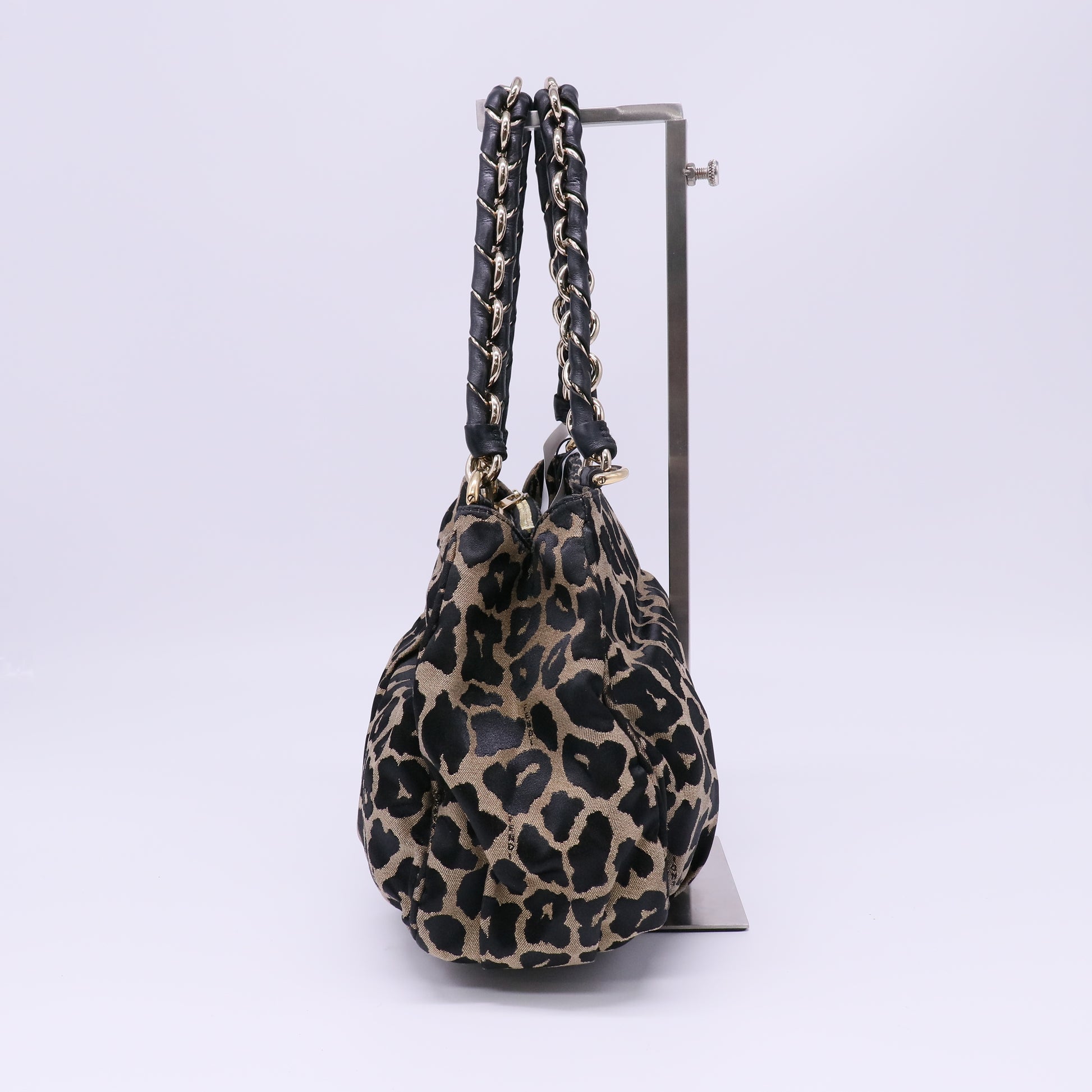 Fendi Zucca Small Mia Tote Leopard twins B22674
