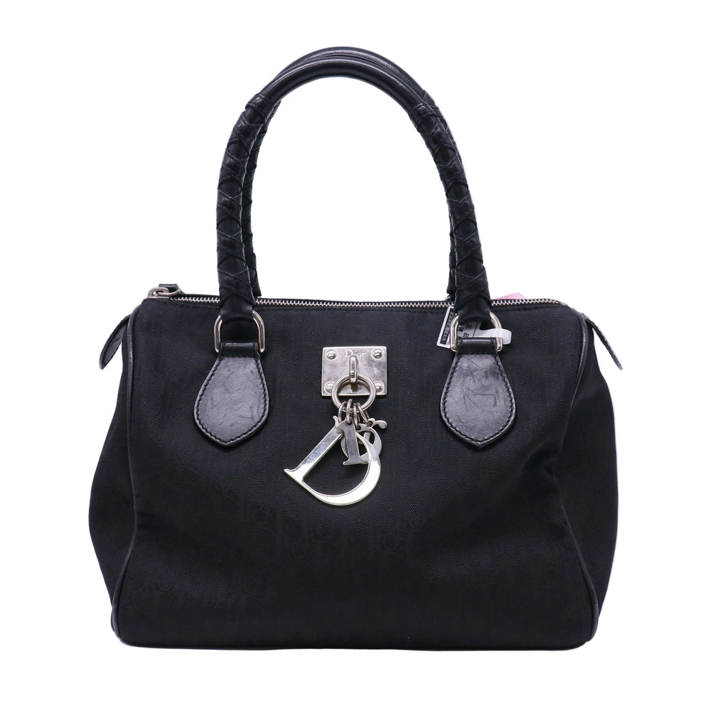 Christian Dior Black Logo Canvas Top Handle Small Bag twins LDJ4370
