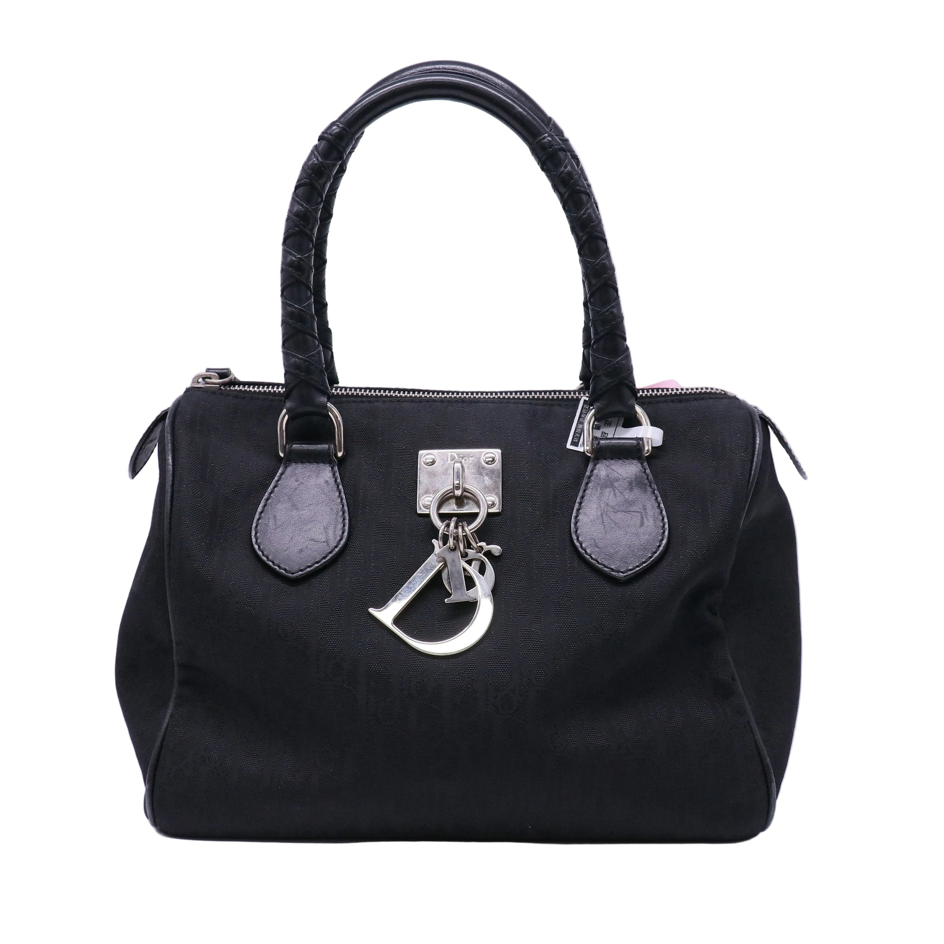 Christian Dior Black Logo Canvas Top Handle Small Bag twins LDJ4370