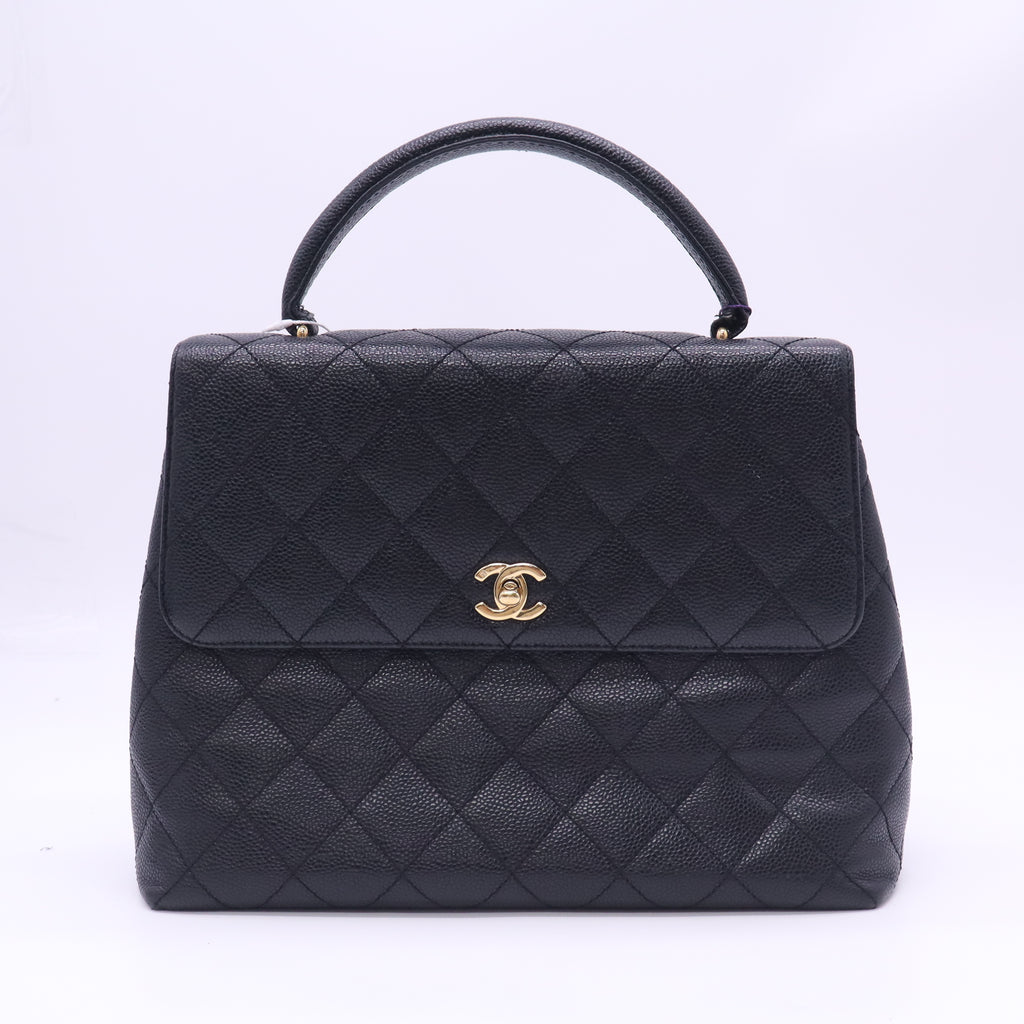 CHANEL Caviar Quilted Jumbo Kelly Flap Black Twins LDZ1125
