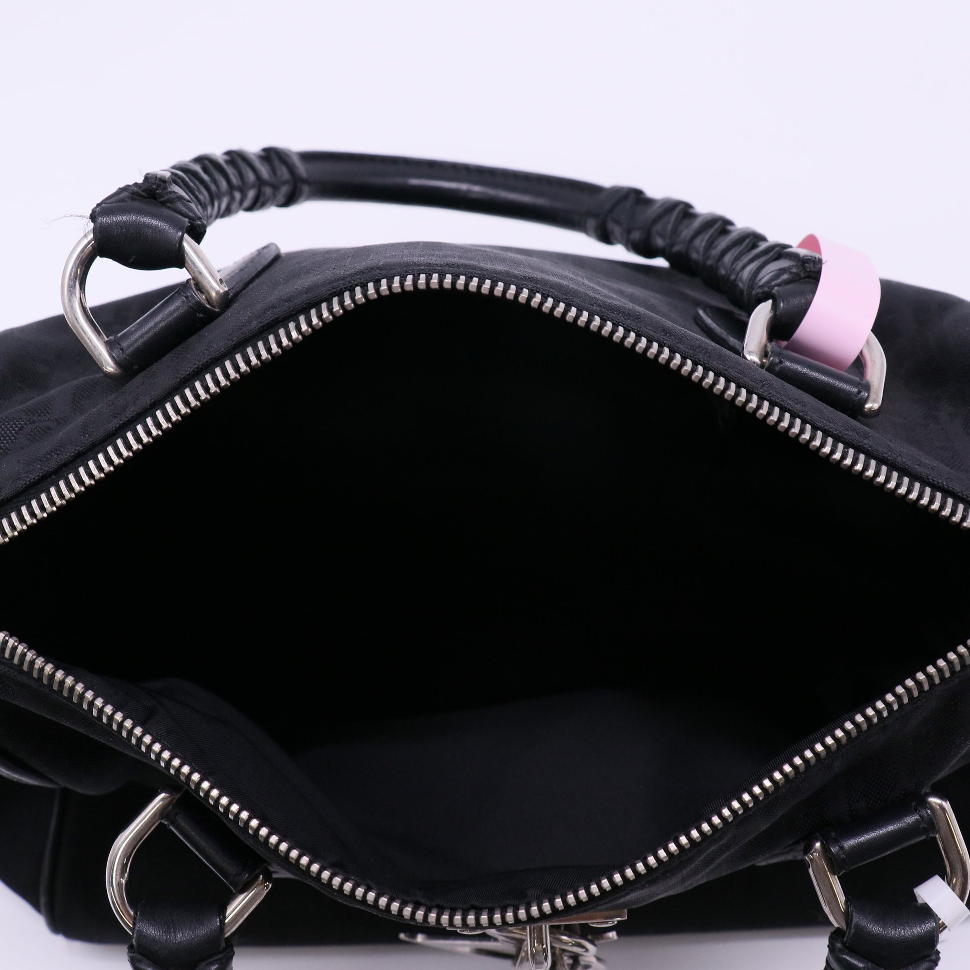 Christian Dior Black Logo Canvas Top Handle Small Bag twins LDJ4370