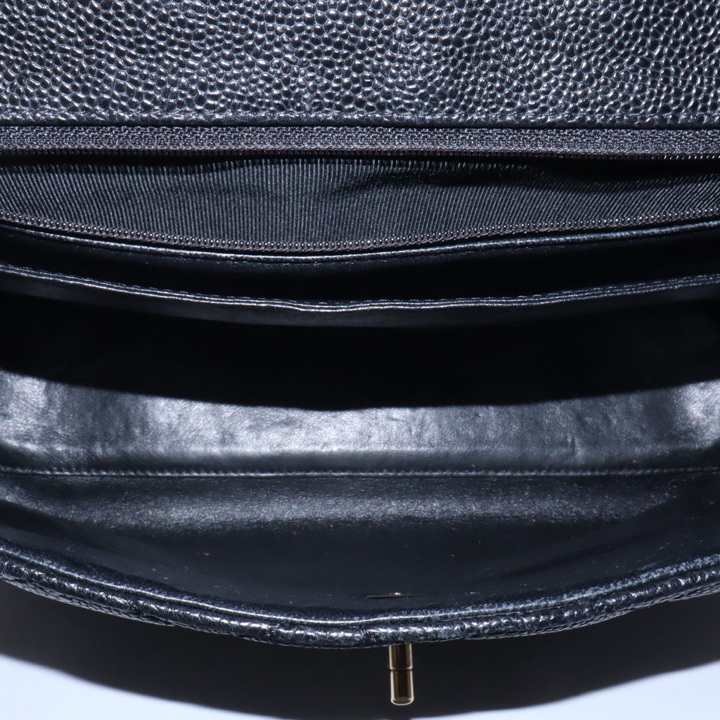 CHANEL Caviar Quilted Jumbo Kelly Flap Black Twins LDZ1125