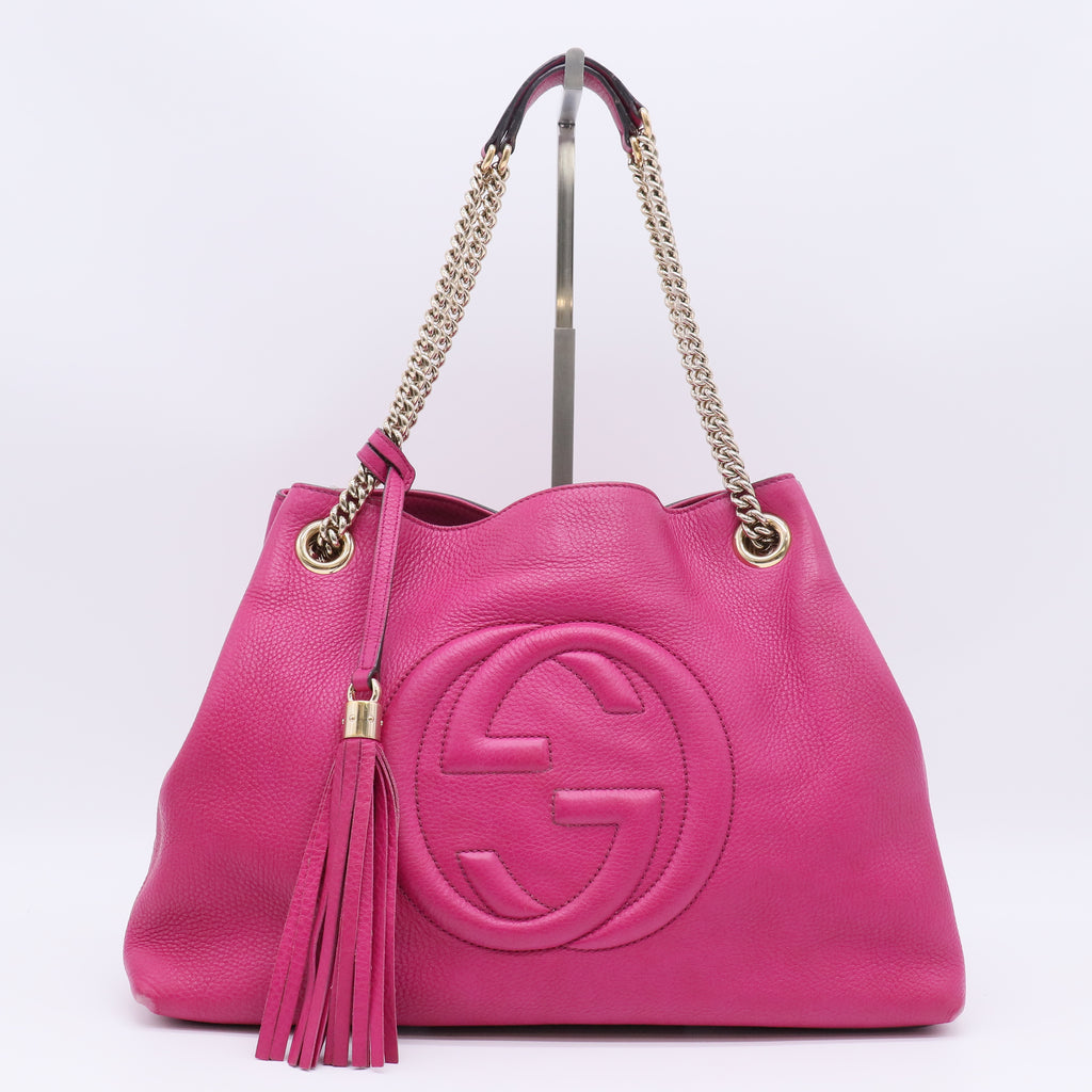 Gucci Pebbled Leather Soho Chain Tote Bag Twins LDZ528
