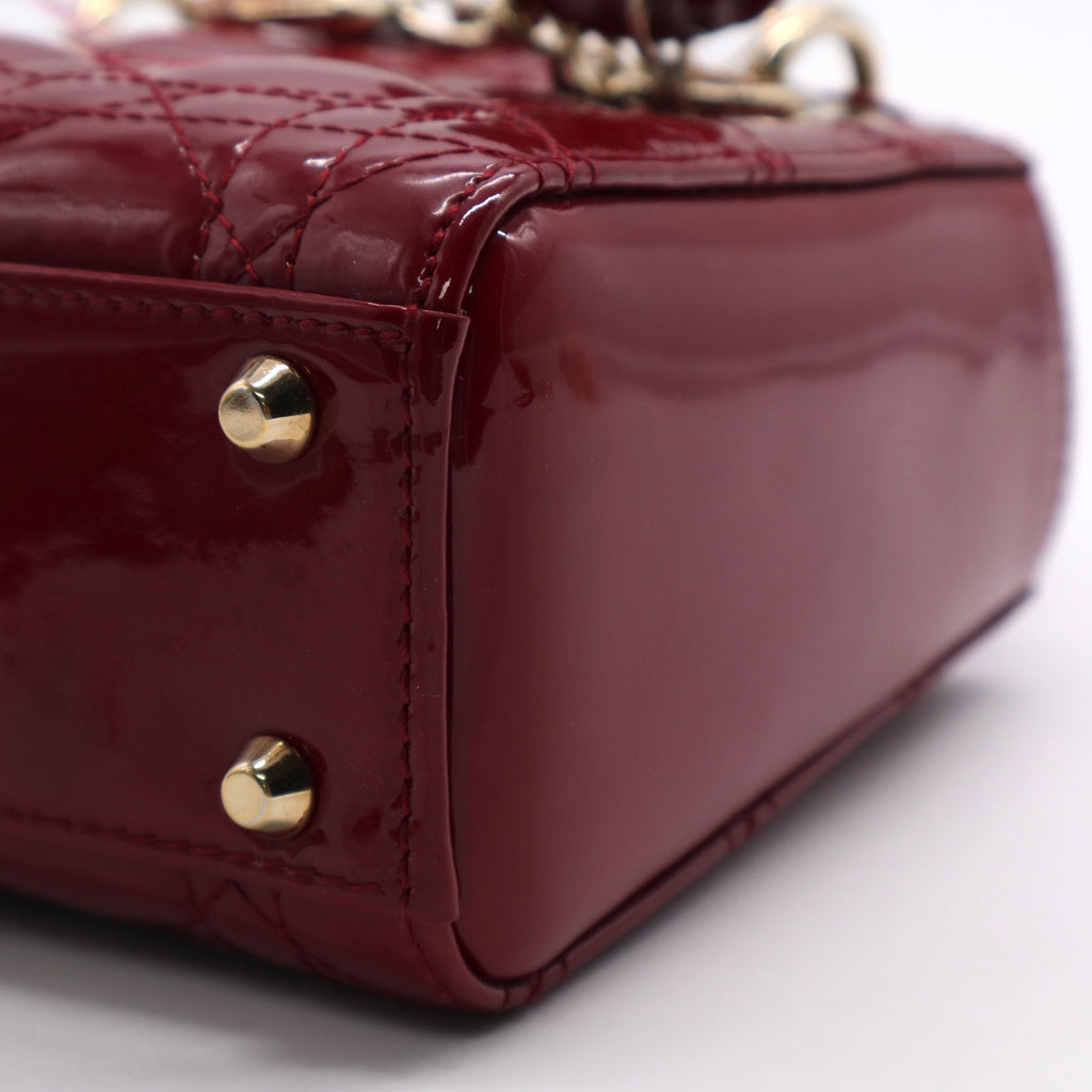 Patent Cannage Medium Lady Dior Red TWINS LDJ3149