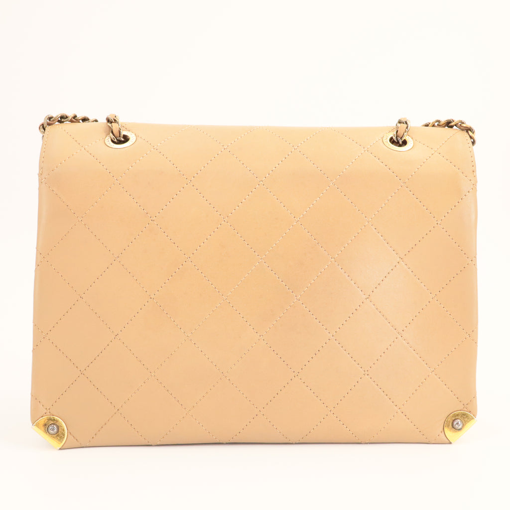 Chanel Around The Corner Flap Bag Quilted Lambskin Medium twins
