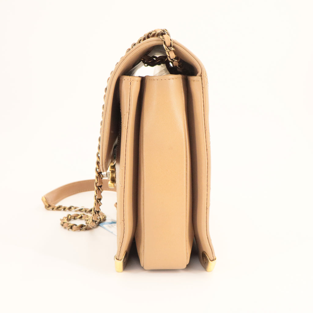 Chanel Around The Corner Flap Bag Quilted Lambskin Medium twins