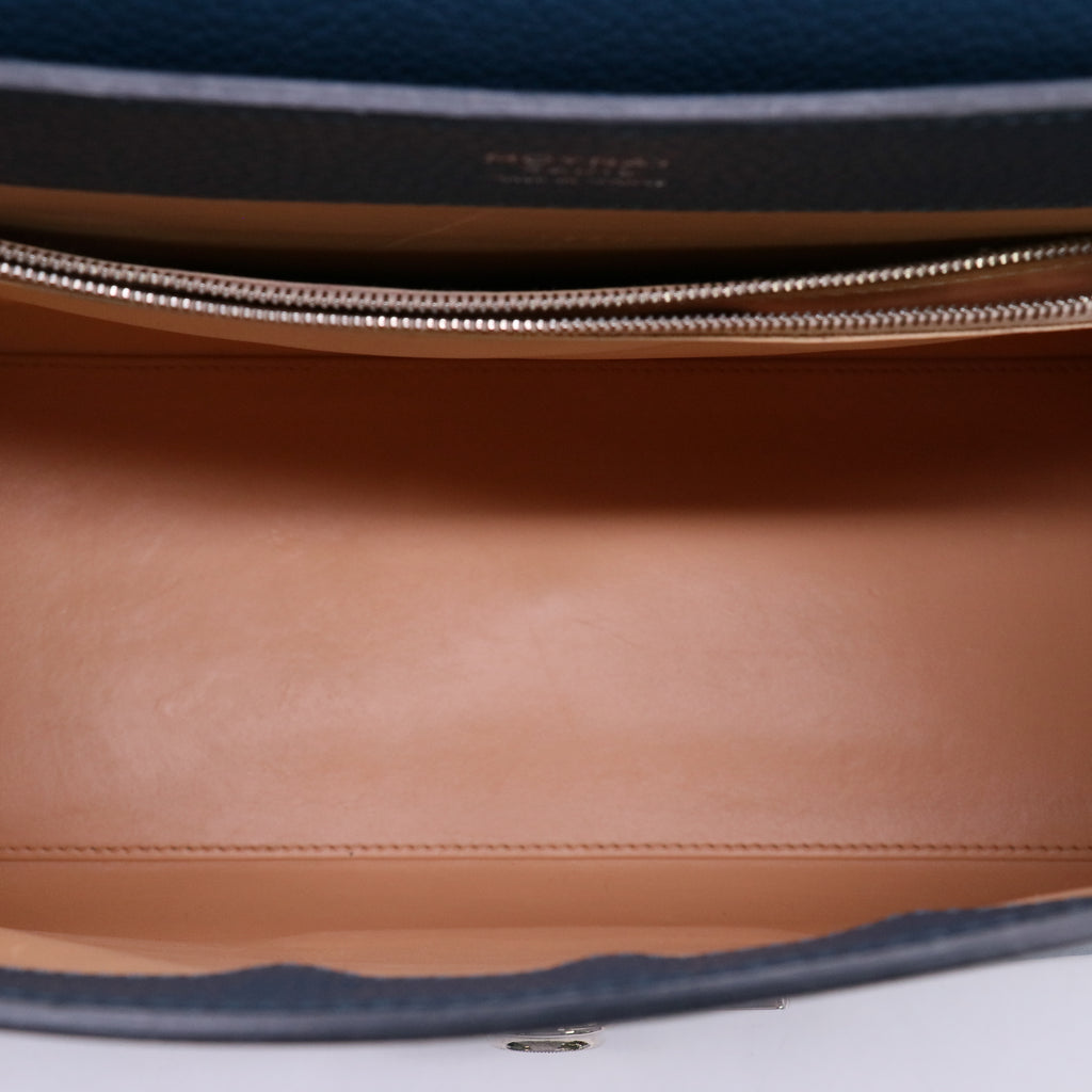 Moynat Grained Calfskin Réjane PM Bag in Ocean Blue Twins LDJ5726