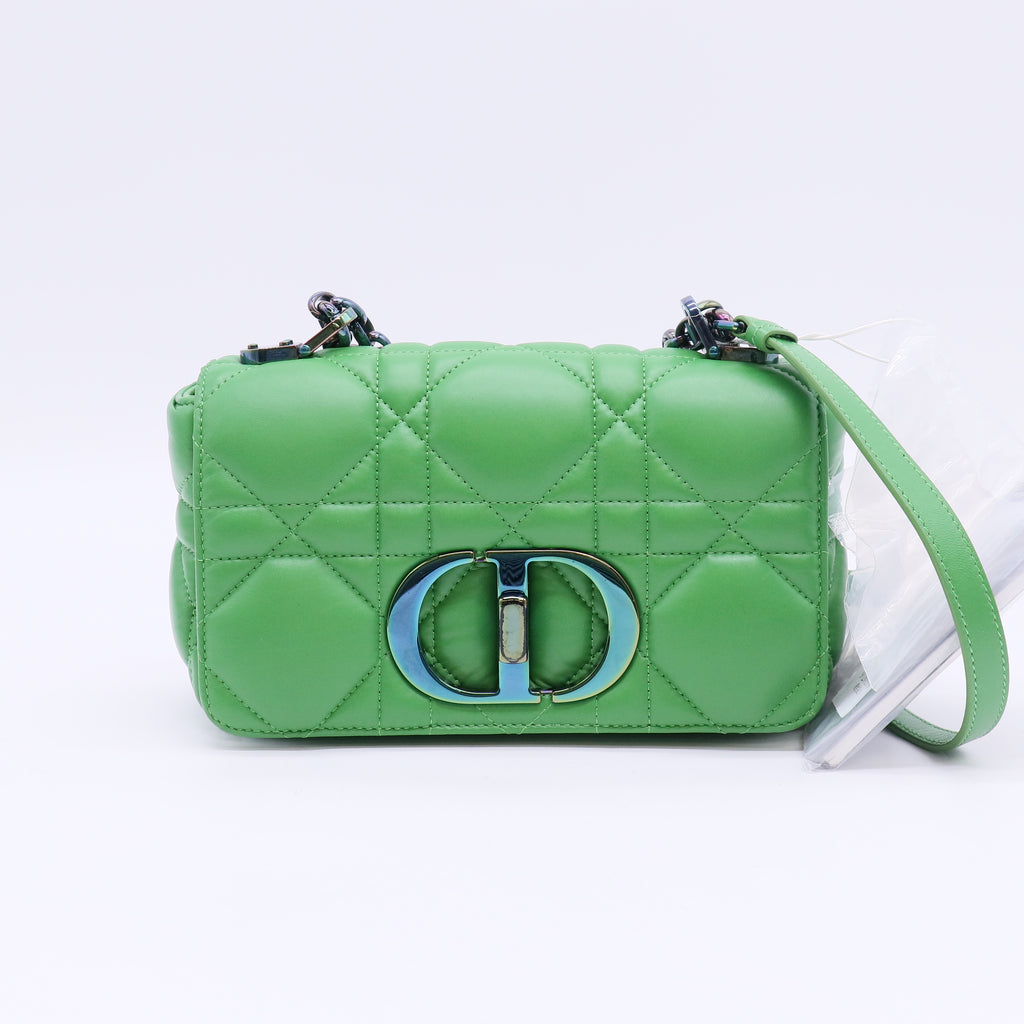 Christian Dior Small Dior Caro Bag in Bright Green Padded Macrocannage Calfskin Twins LDJ5707