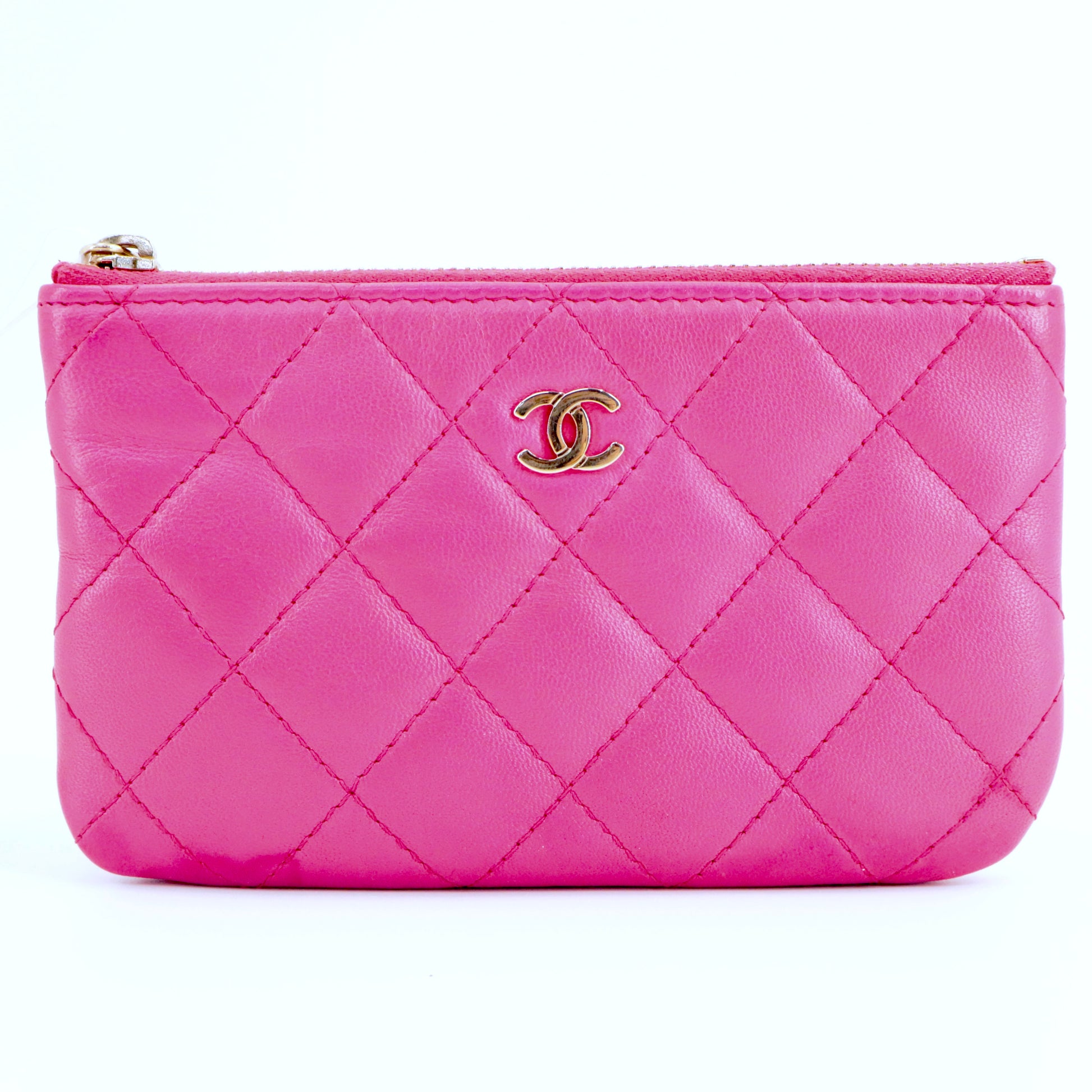 Caviar Quilted Small Cosmetic Case Fuchsia twins