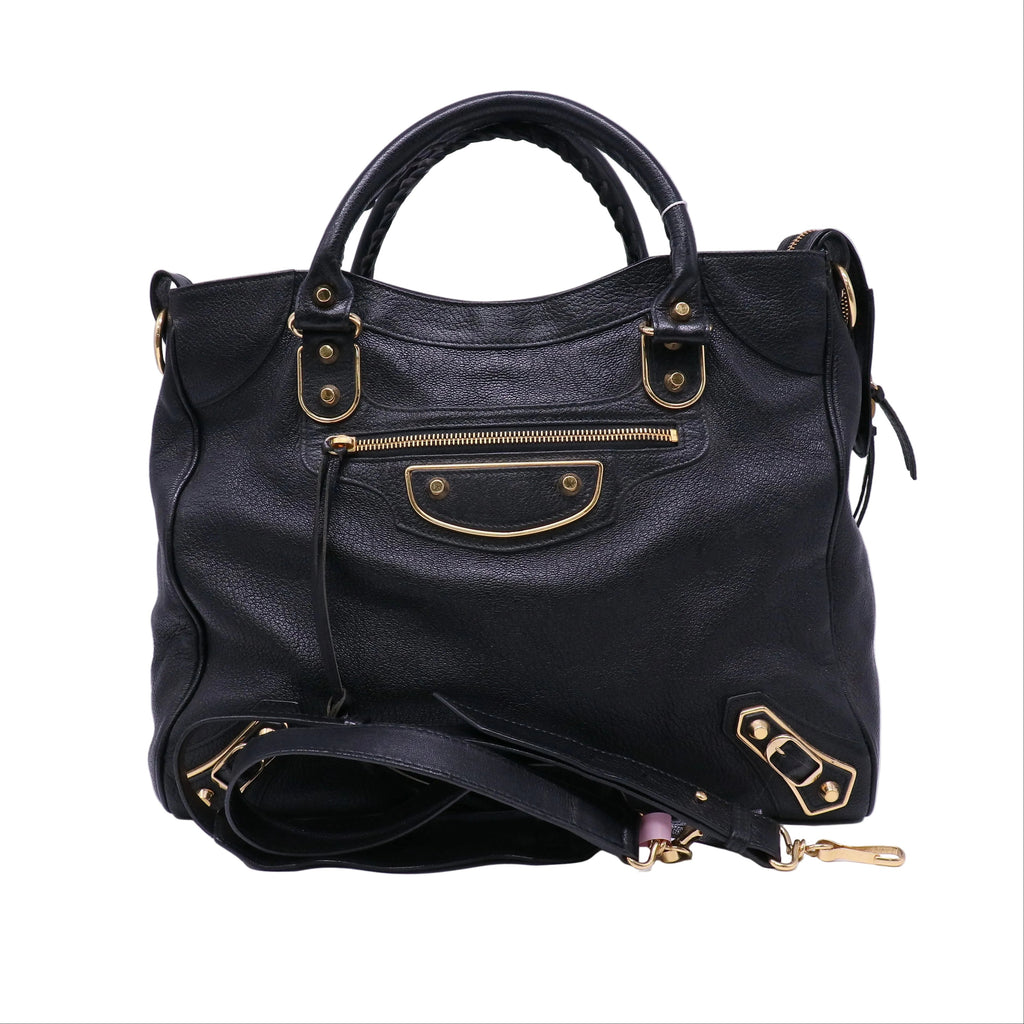 Balenciaga Chevre Gold Metallic Edge Hardware City twins LDJ4387