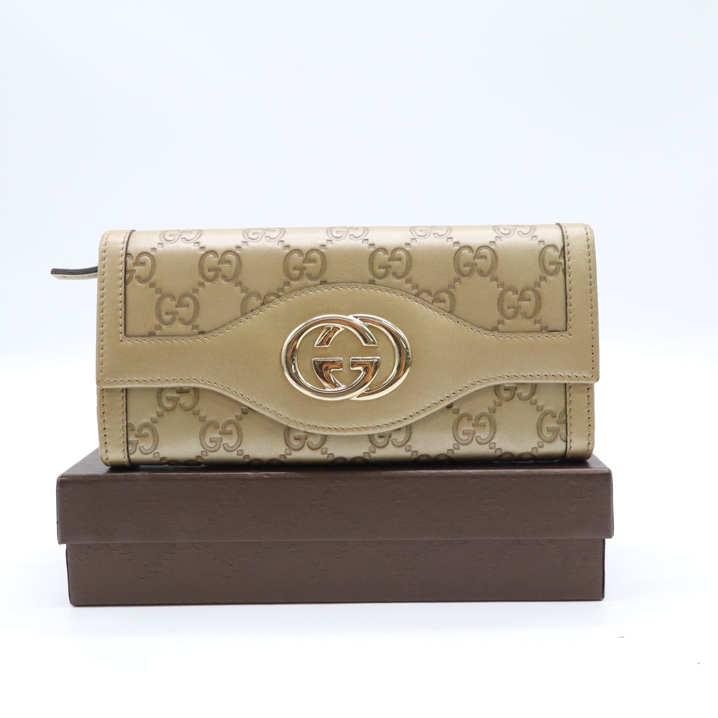 Gucci Guccissima Interlocking G Continental Flap Wallet W22040
