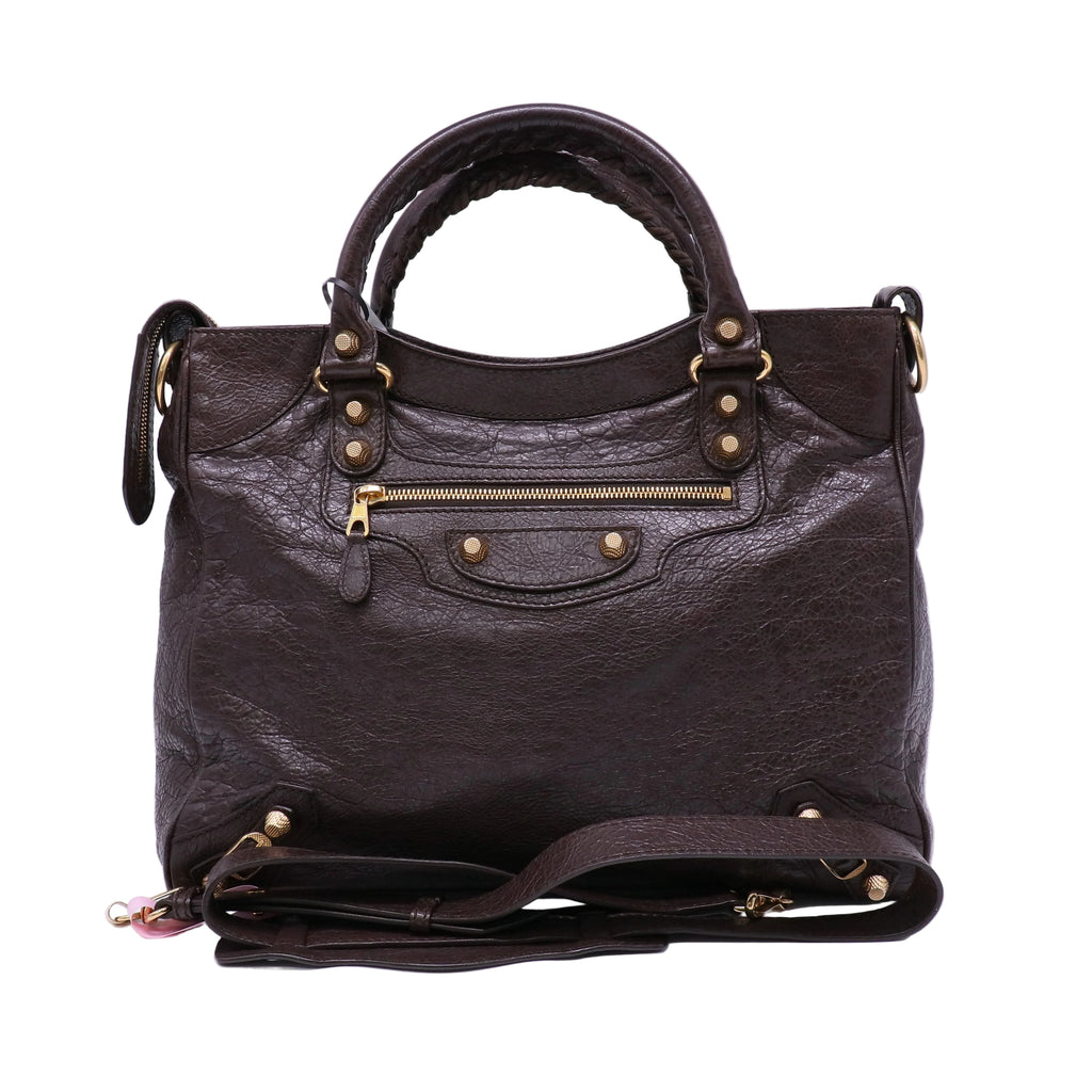 Balenciaga Agneau Giant 12 Gold Hardware City Dark Brown twins LDJ4366