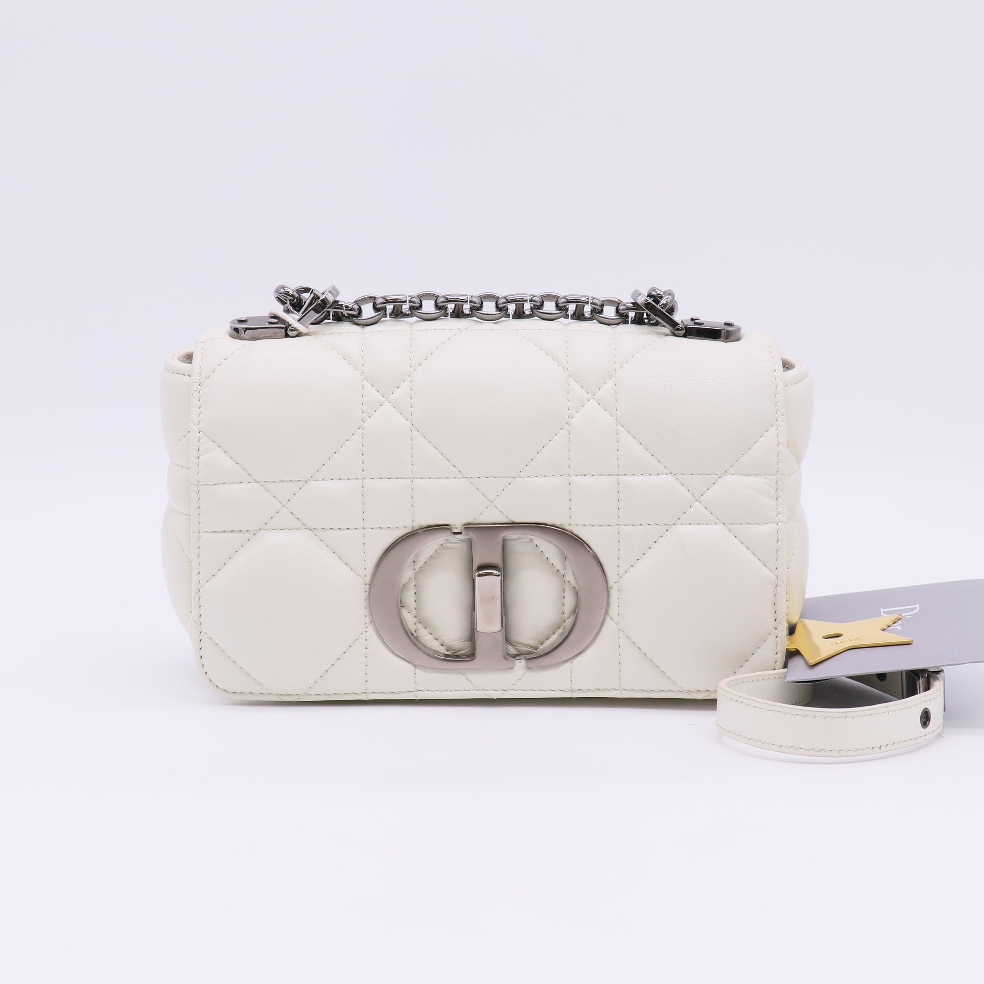 Small Soft Dior Caro Bag Latte Macrocannage Lambskin twins LDJ5706