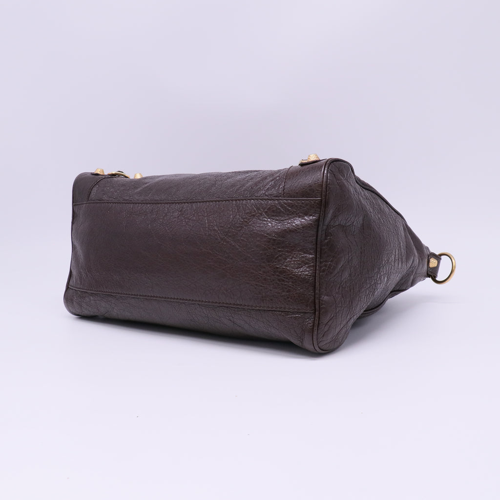 Balenciaga Agneau Giant 12 Gold Hardware City Dark Brown twins LDJ4366