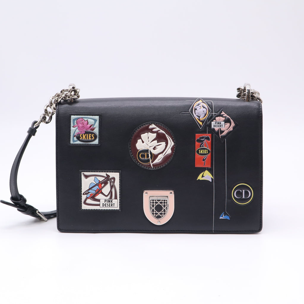 Diorama Wallet on Chain Patch Embellished Leather twins LDJ5090