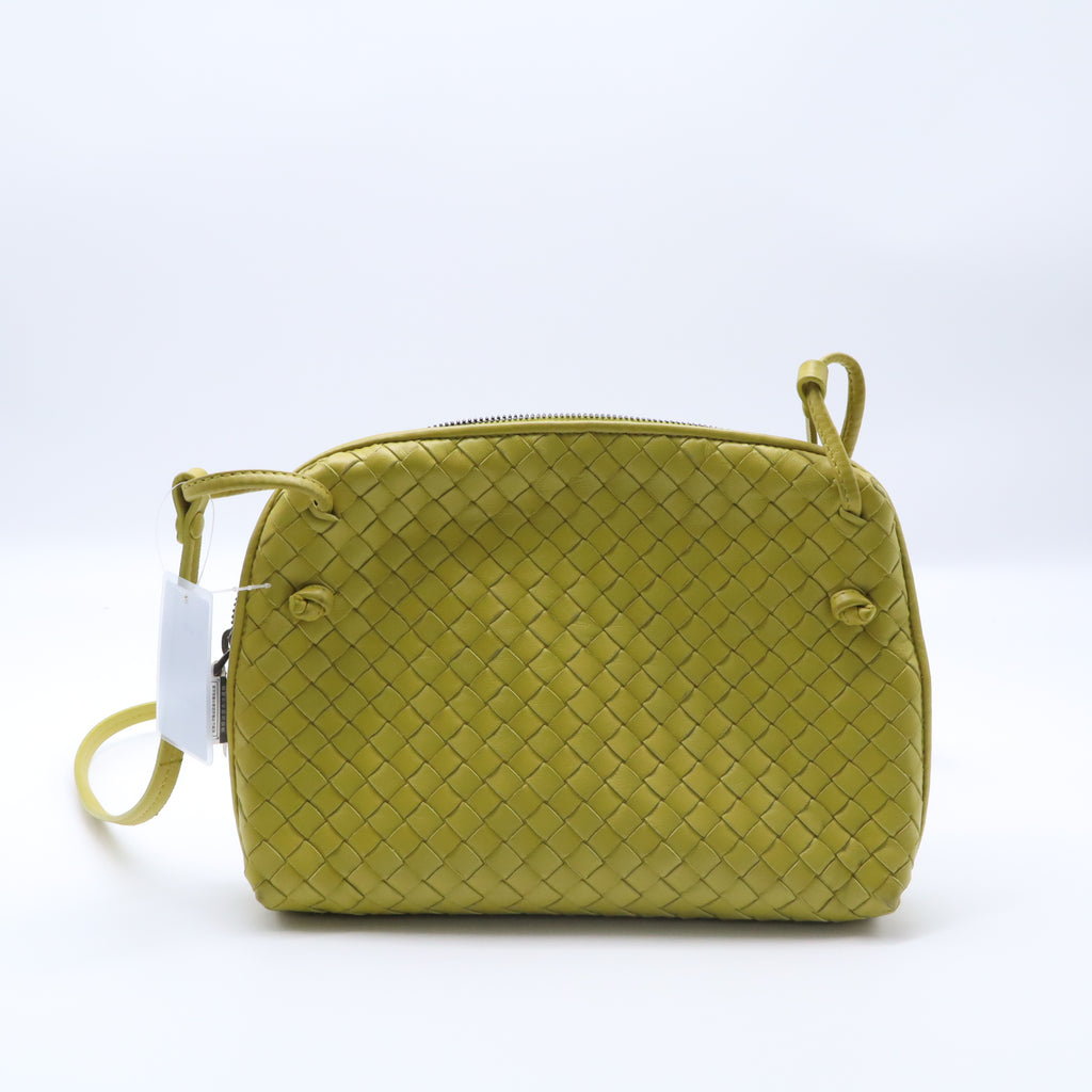 Double Compartment Pillow Crossbody Bag Intrecciato Nappa Medium Twins B22404