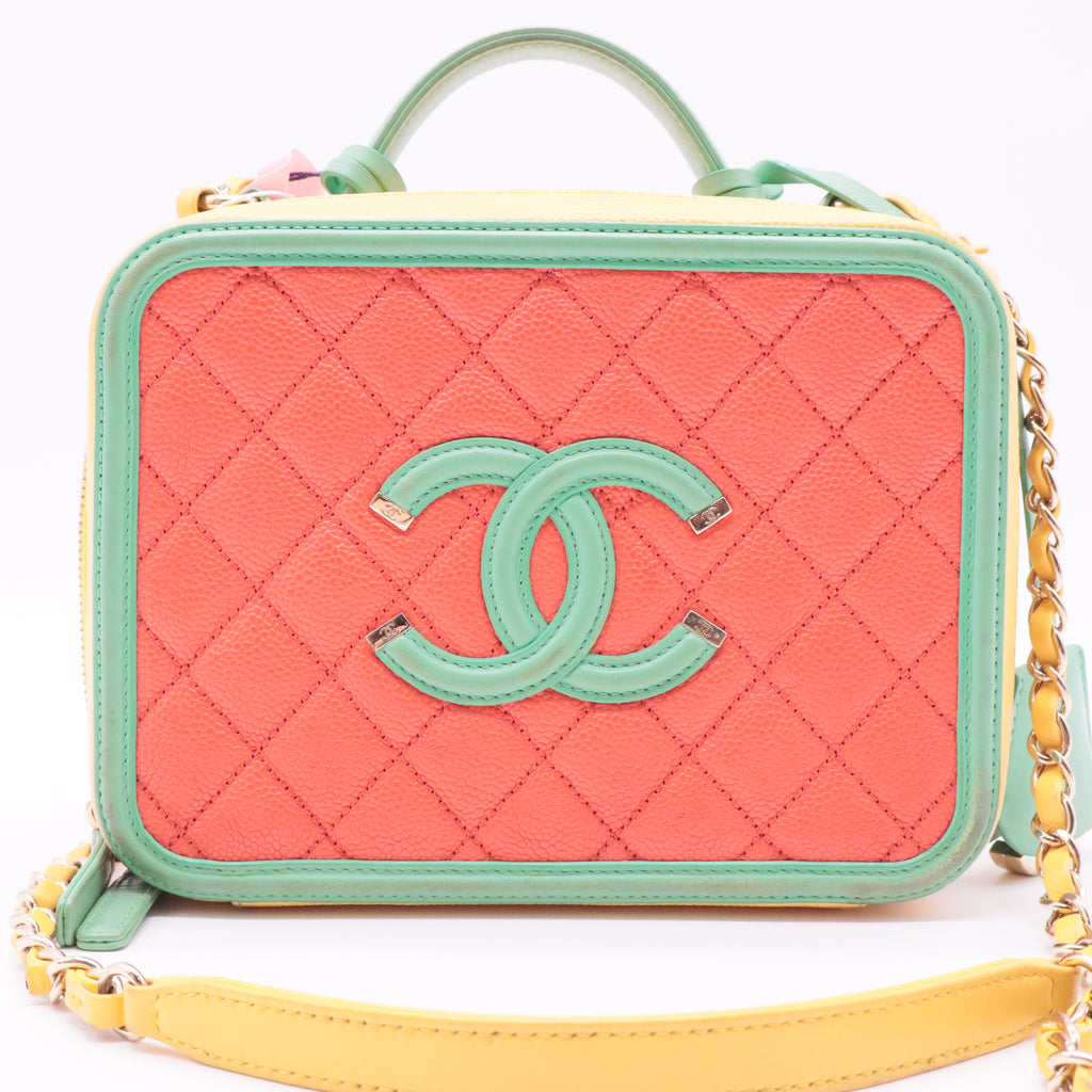 Filigree Vanity Case Quilted Caviar Large Twins