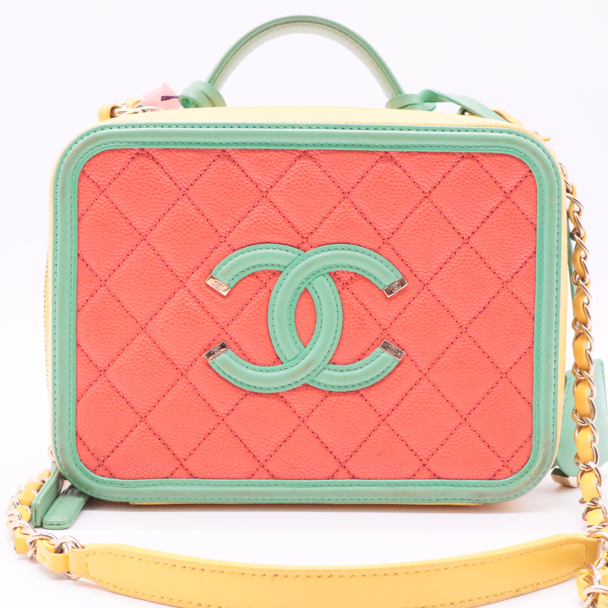 Filigree Vanity Case Quilted Caviar Large Twins