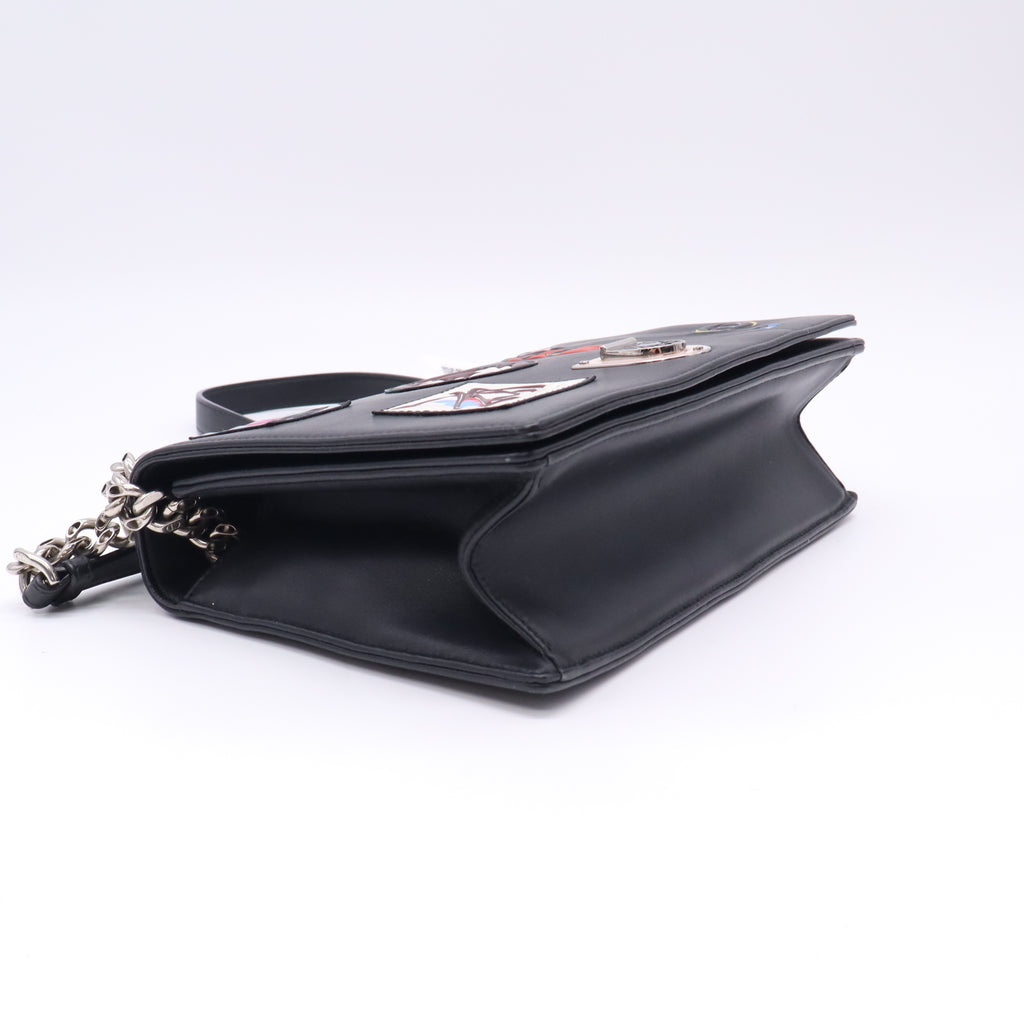 Diorama Wallet on Chain Patch Embellished Leather twins LDJ5090