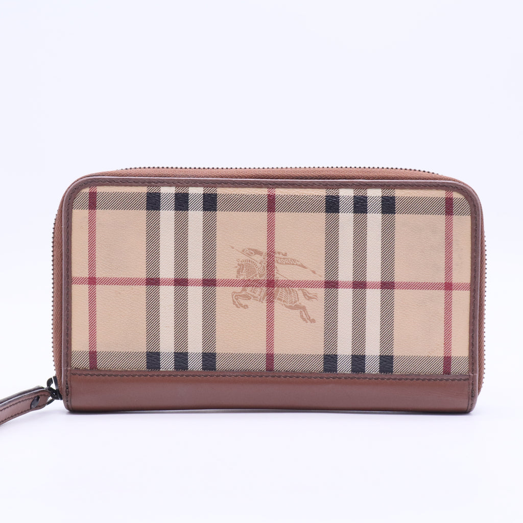 Burberry Haymarket Check Zip Around Wallet