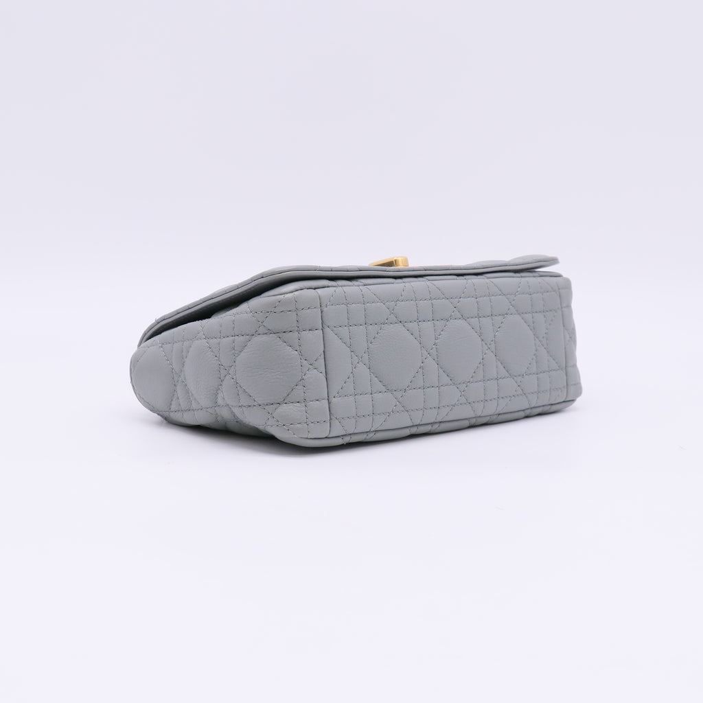 Small Dior Caro Bag Stone Gray Supple Cannage Calfskin twins LDJ5705