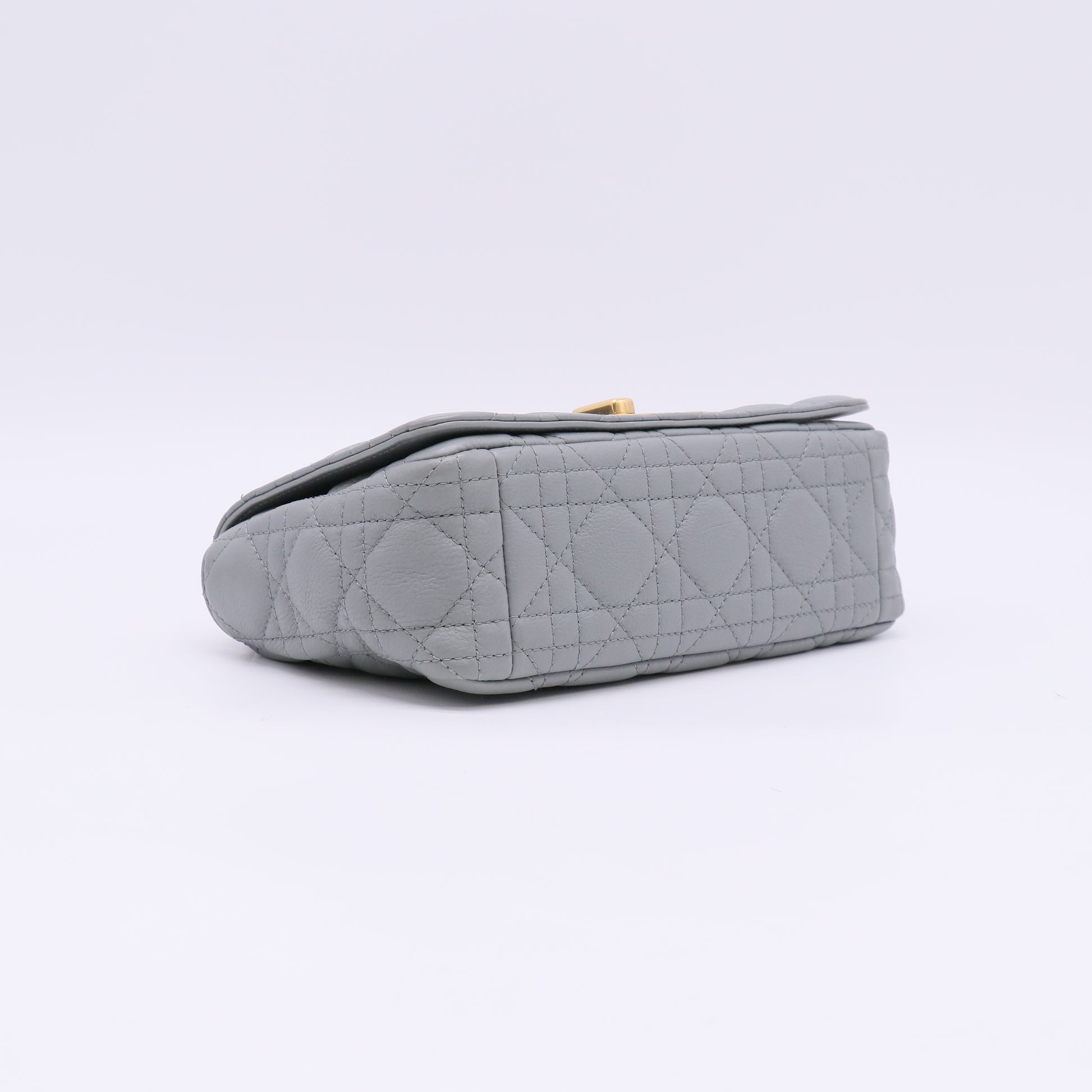 Small Dior Caro Bag Stone Gray Supple Cannage Calfskin twins LDJ5705