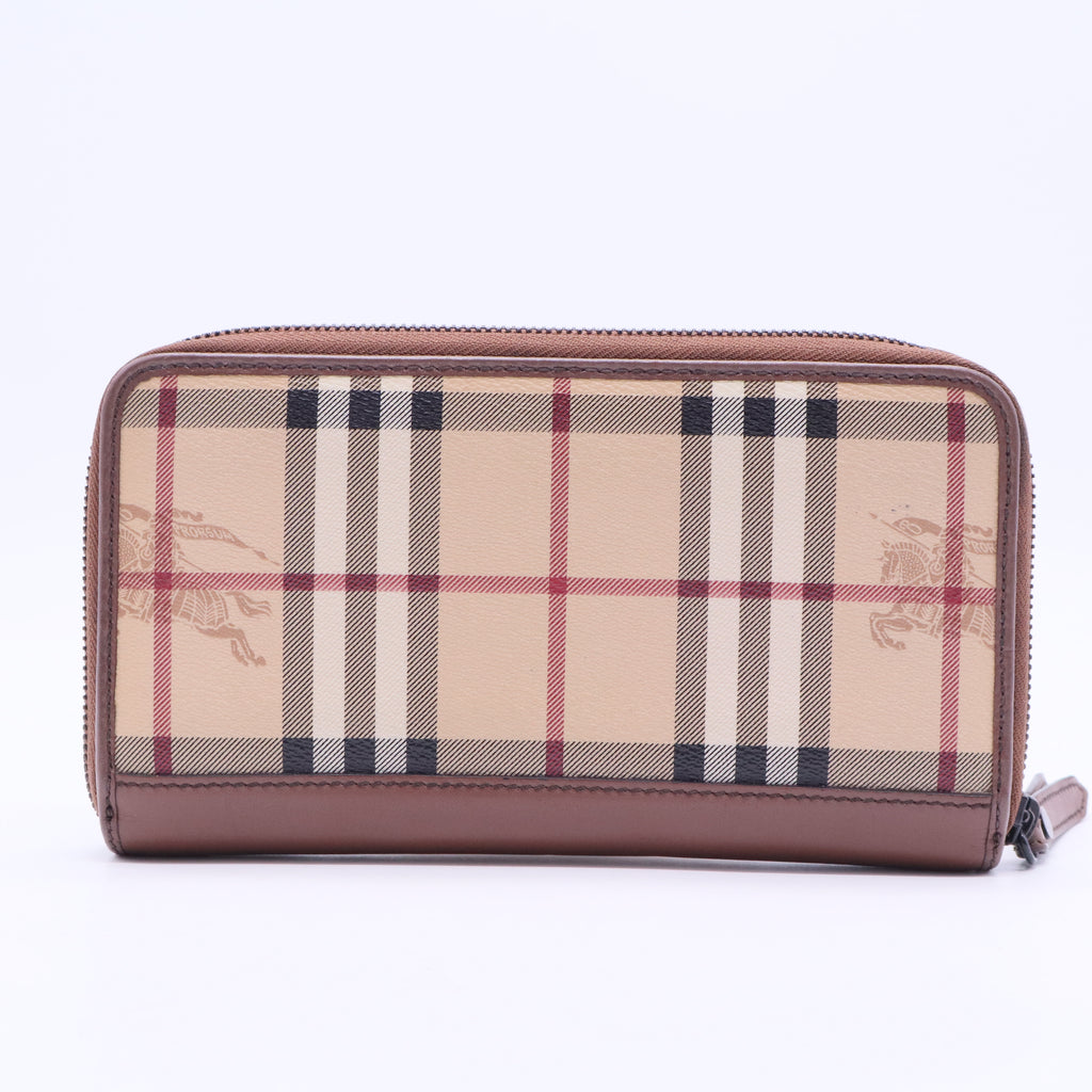 Burberry Haymarket Check Zip Around Wallet