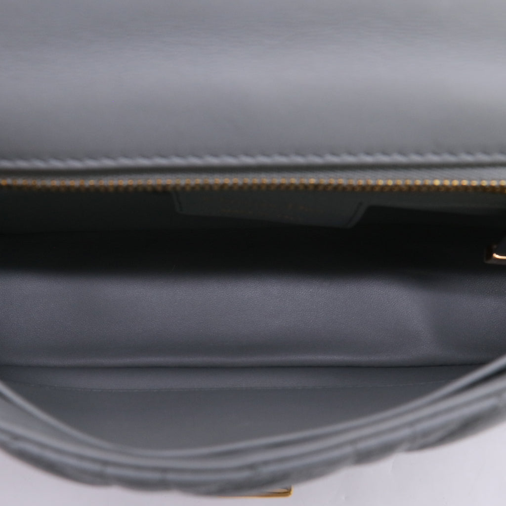 Small Dior Caro Bag Stone Gray Supple Cannage Calfskin twins LDJ5705
