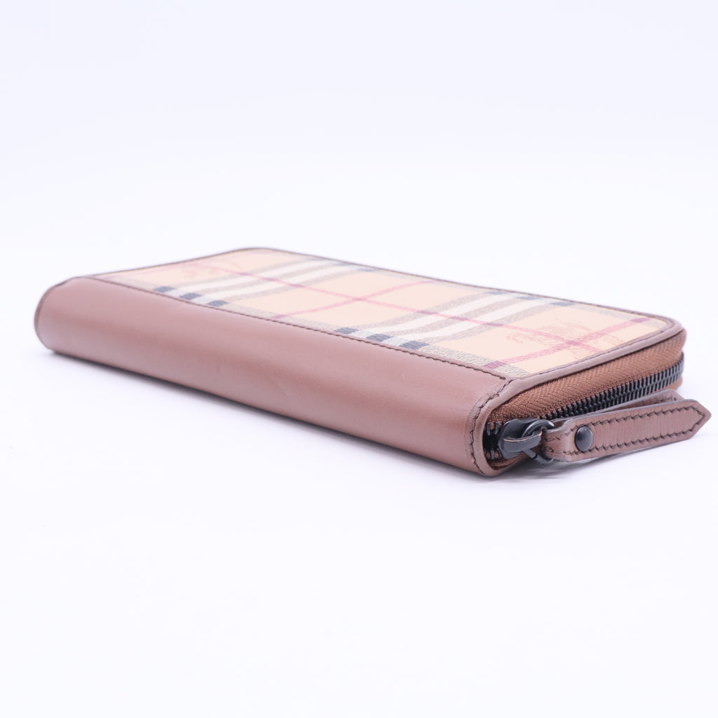Burberry Haymarket Check Zip Around Wallet